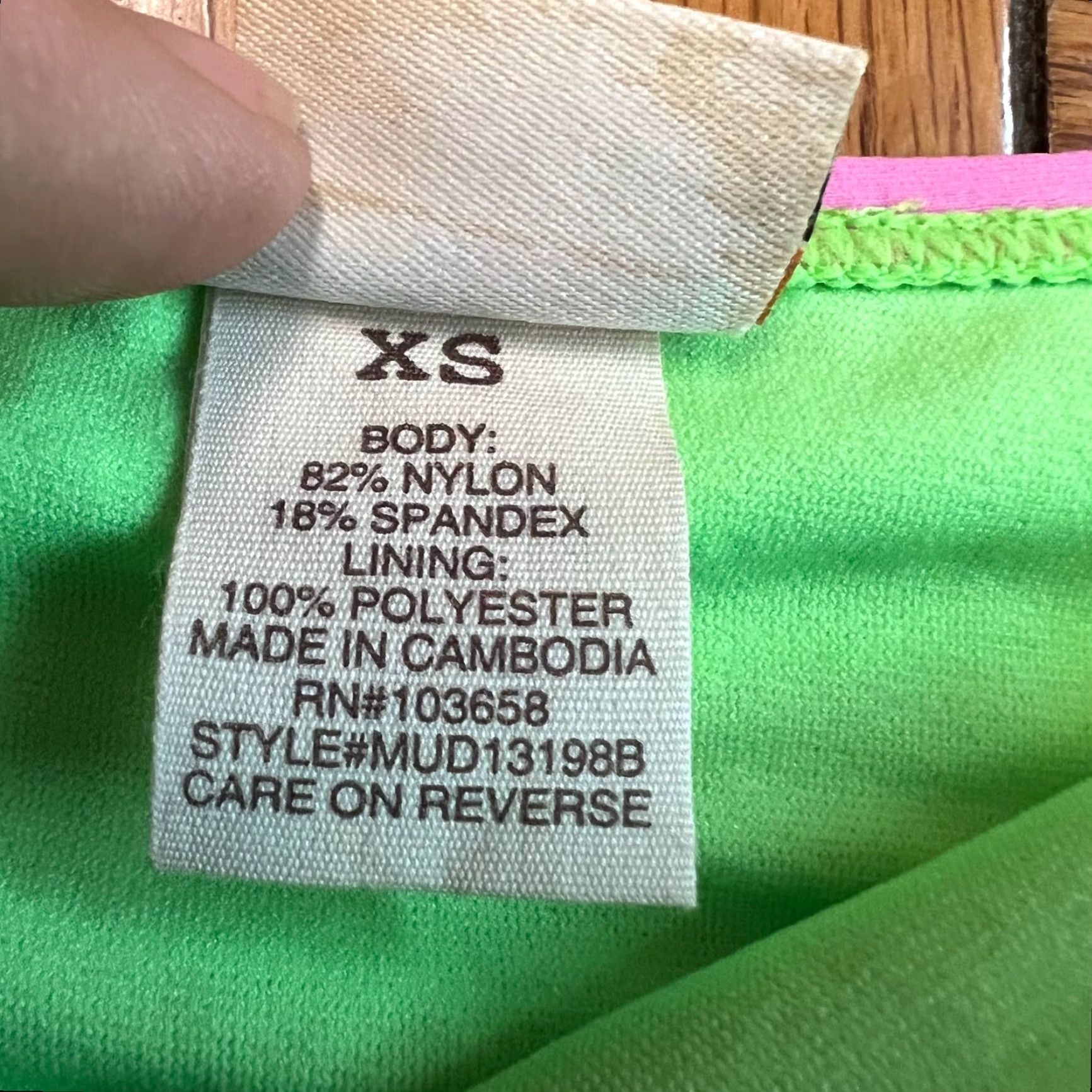 Pinko Mudd Bikini Bottom Side Tie Hipster Green Pink XS Womens Swimsuit Nylon Spandex Size 26" / US 2 / IT 38 - 4 Thumbnail