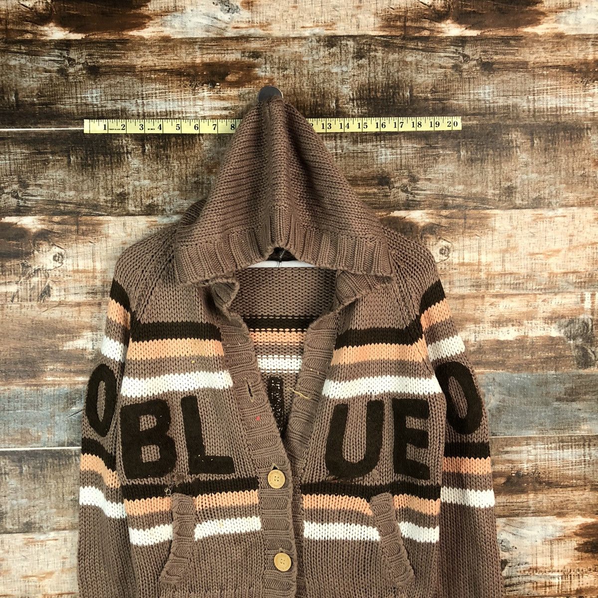 Japanese Brand Blue Moon Blue Brown Cardigan Hoodie Knitwear #A1814 Size US S / EU 44-46 / 1 - 2 Thumbnail