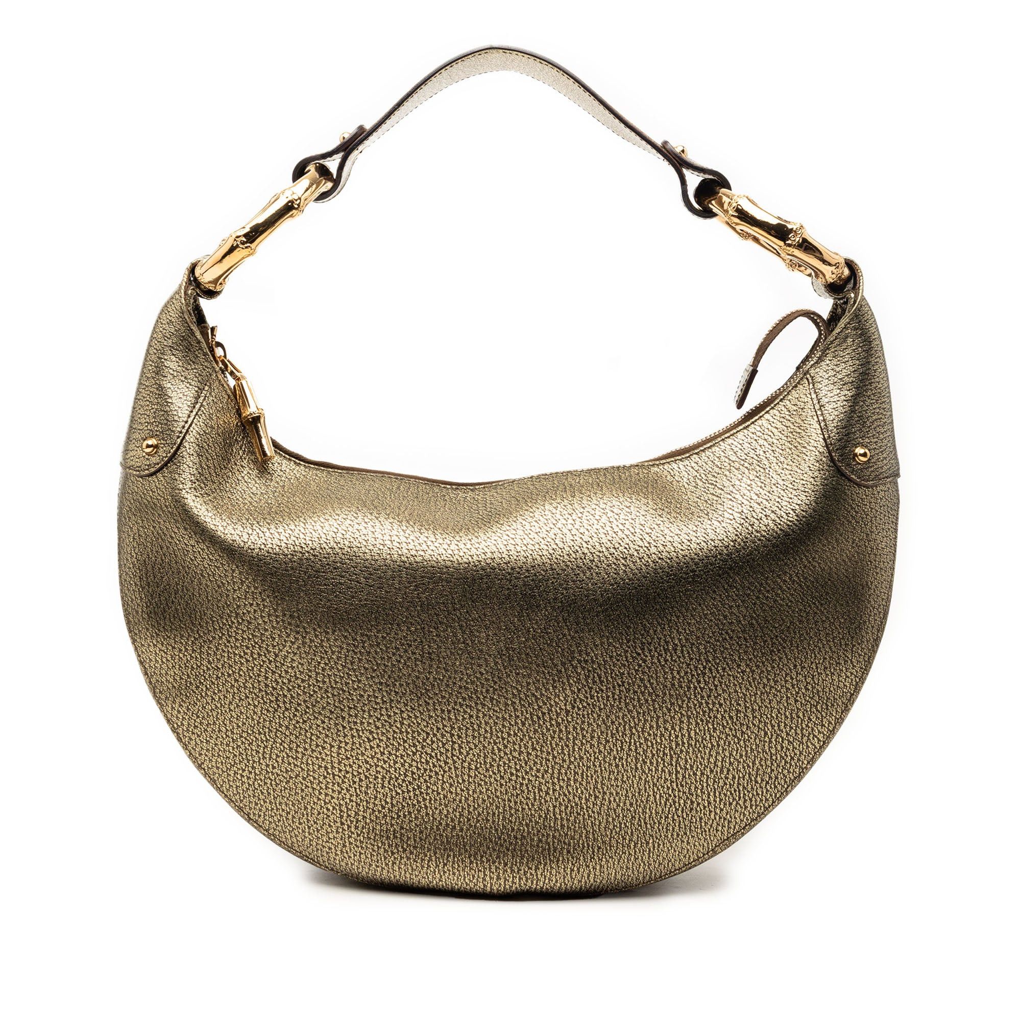 Gucci Medium Metallic Leather Bamboo Ring Hobo Size ONE SIZE - 1 Thumbnail