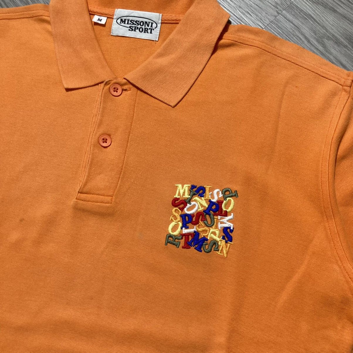 Missoni 1990s Vintage Missoni Sport Spellout Logo Polo Tshirt Orange Size US L / EU 52-54 / 3 - 4 Thumbnail