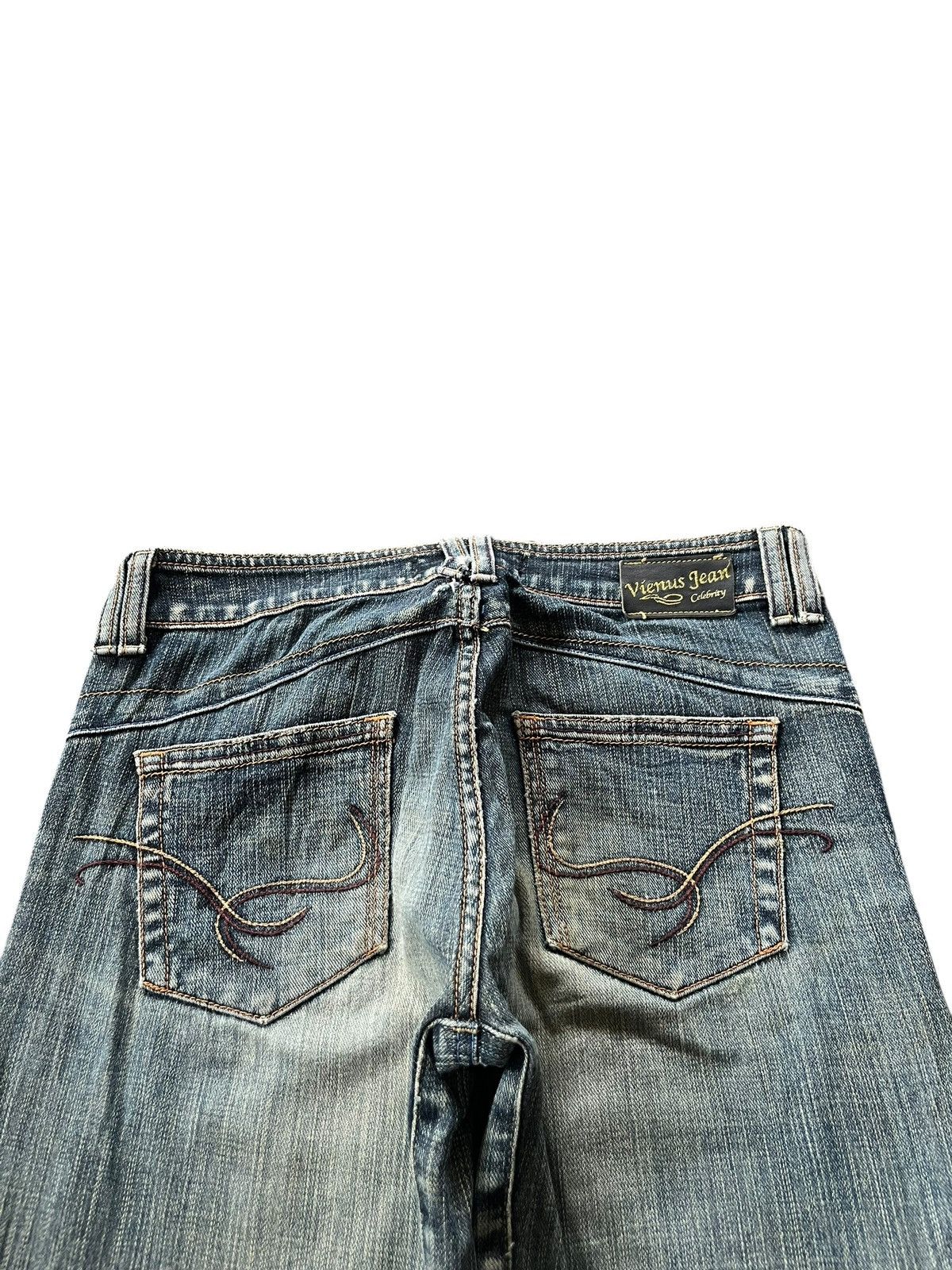 Edwin Vintage Vienus Mud Wash Distress Low Rise Flare Jeans Size 30" / US 8 / IT 44 - 4 Thumbnail
