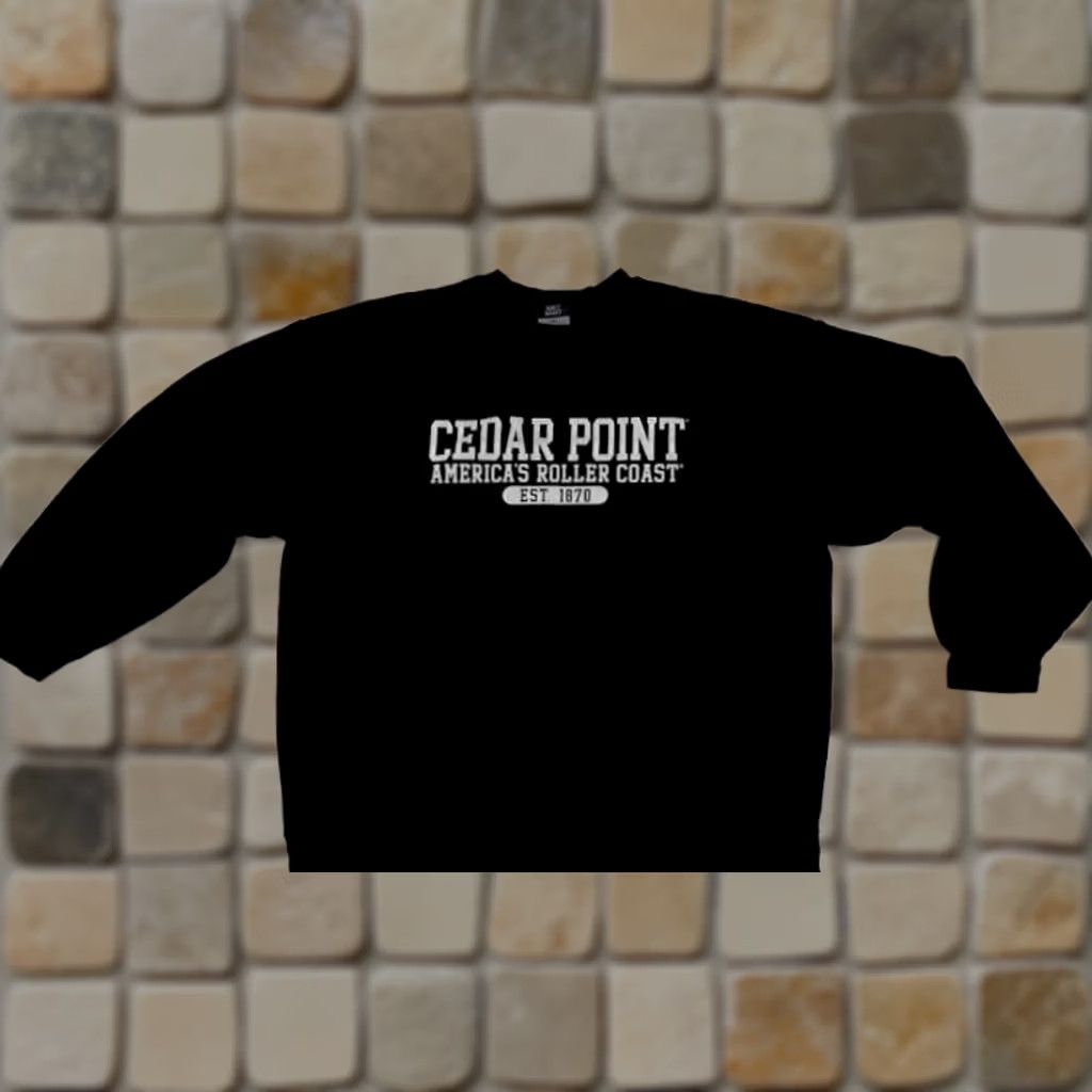 Vintage MV Sport Cedar Point Americas Roller Coast Sweatshirt XL Black Printed Pullover Men Size US XL / EU 56 / 4 - 1 Thumbnail