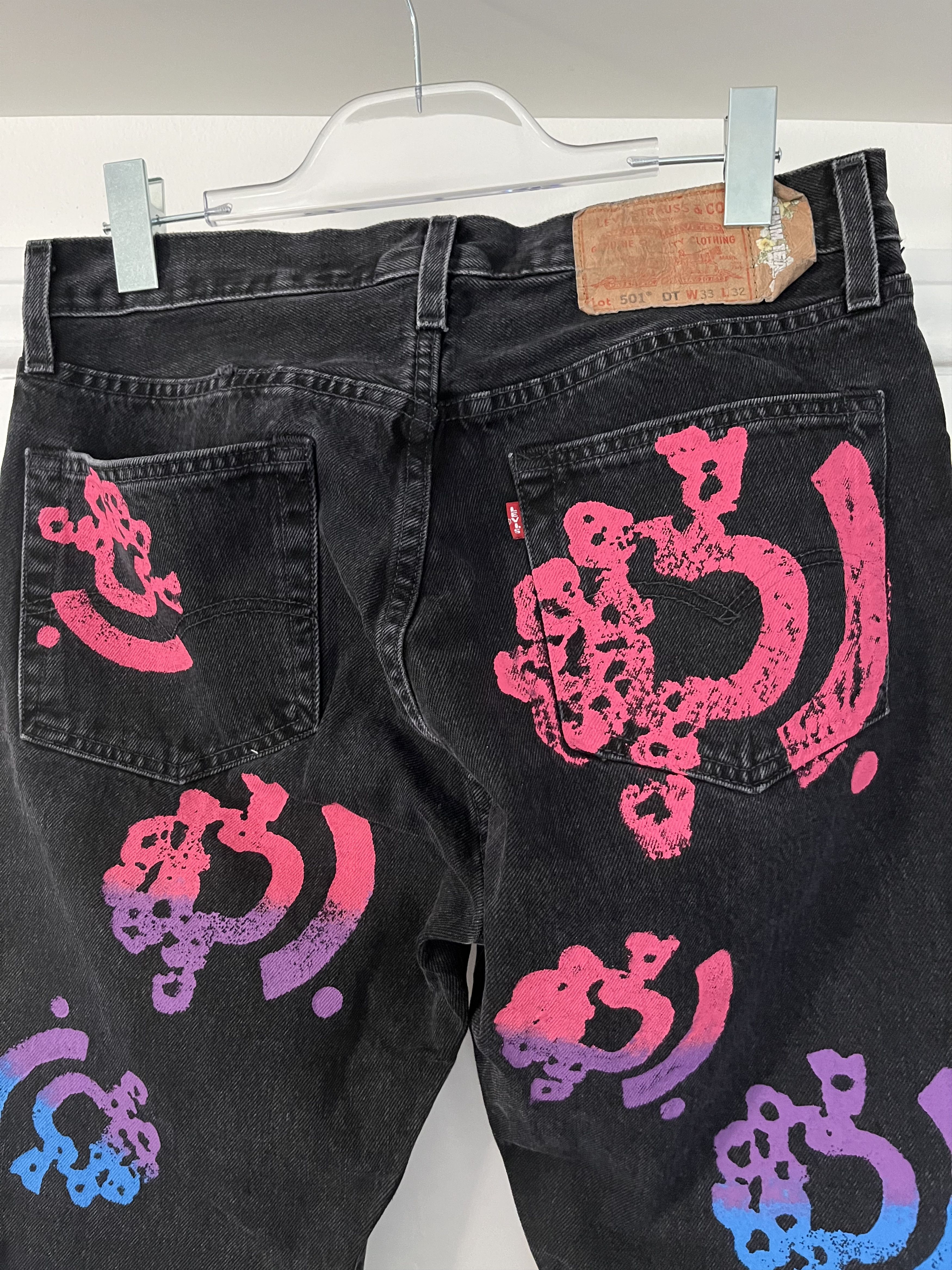 (B).Stroy × DENIM TEARS Denim Tears Bstroy Tears 501 Black Jeans Size US 33 - 3 Thumbnail