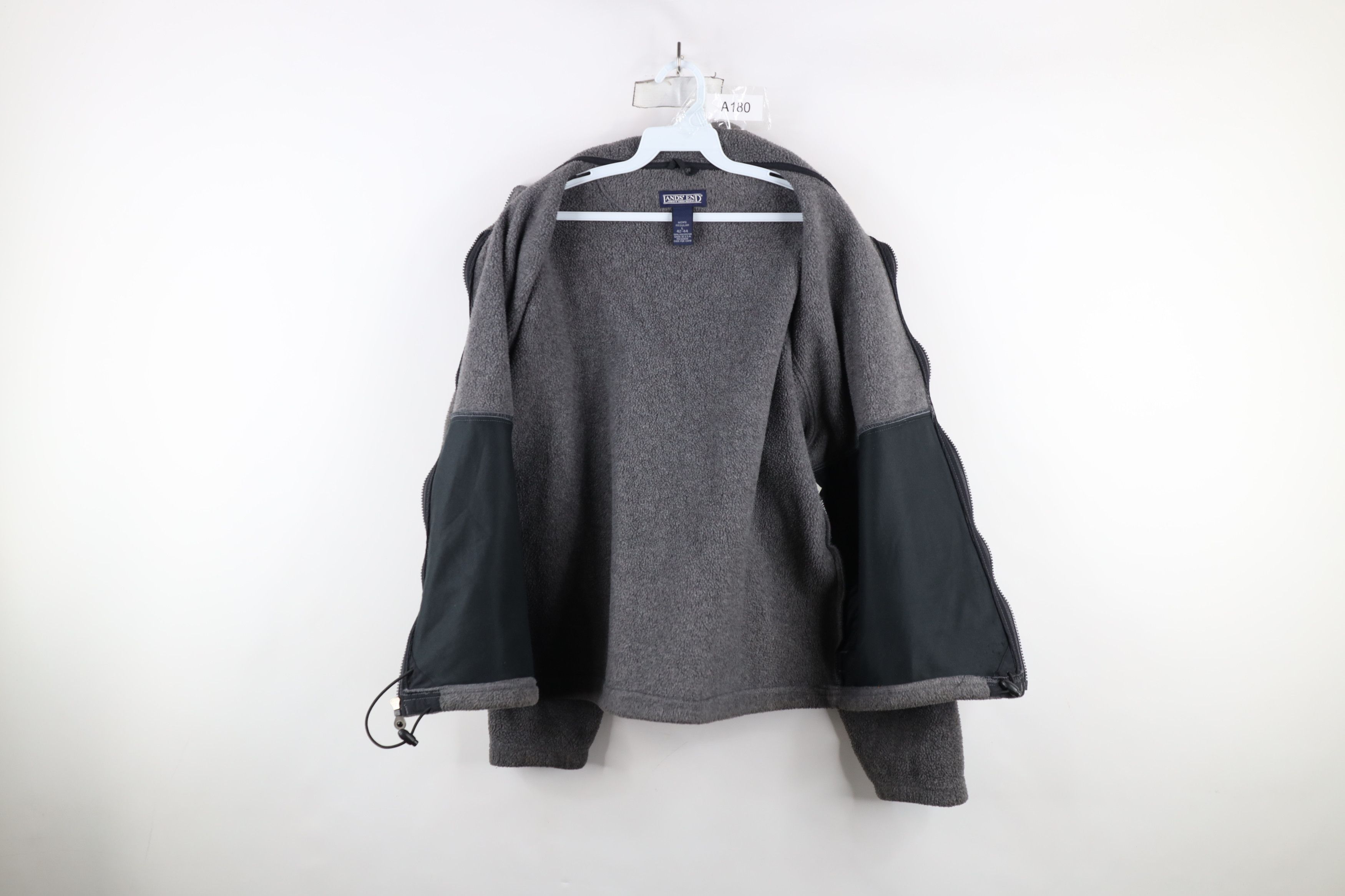 Lands' End × Vintage Vintage 90s Lands End Blank Fleece Full Zip Jacket Gray USA Size US L / EU 52-54 / 3 - 9 Thumbnail