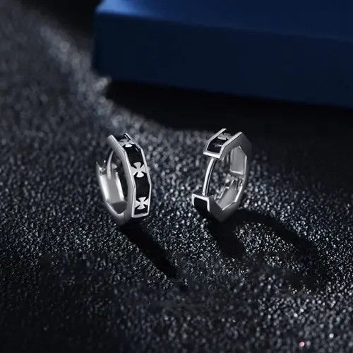 Other × Sterling Silver 925 Silver Plated Cross Hoop Earrings for Men Women Size ONE SIZE - 2 Thumbnail