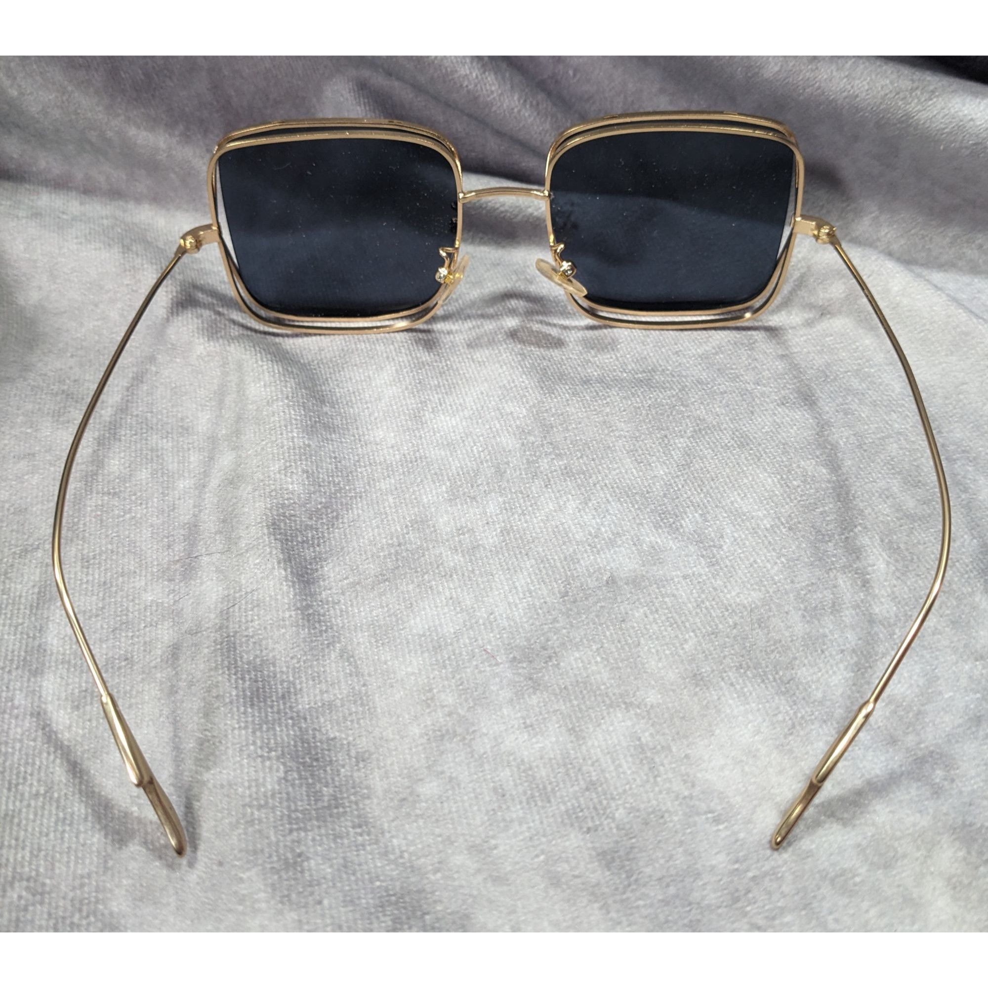 Other Unique Retro Double Lens Frame Gold Tone Square Sunglasses Size ONE SIZE - 4 Thumbnail