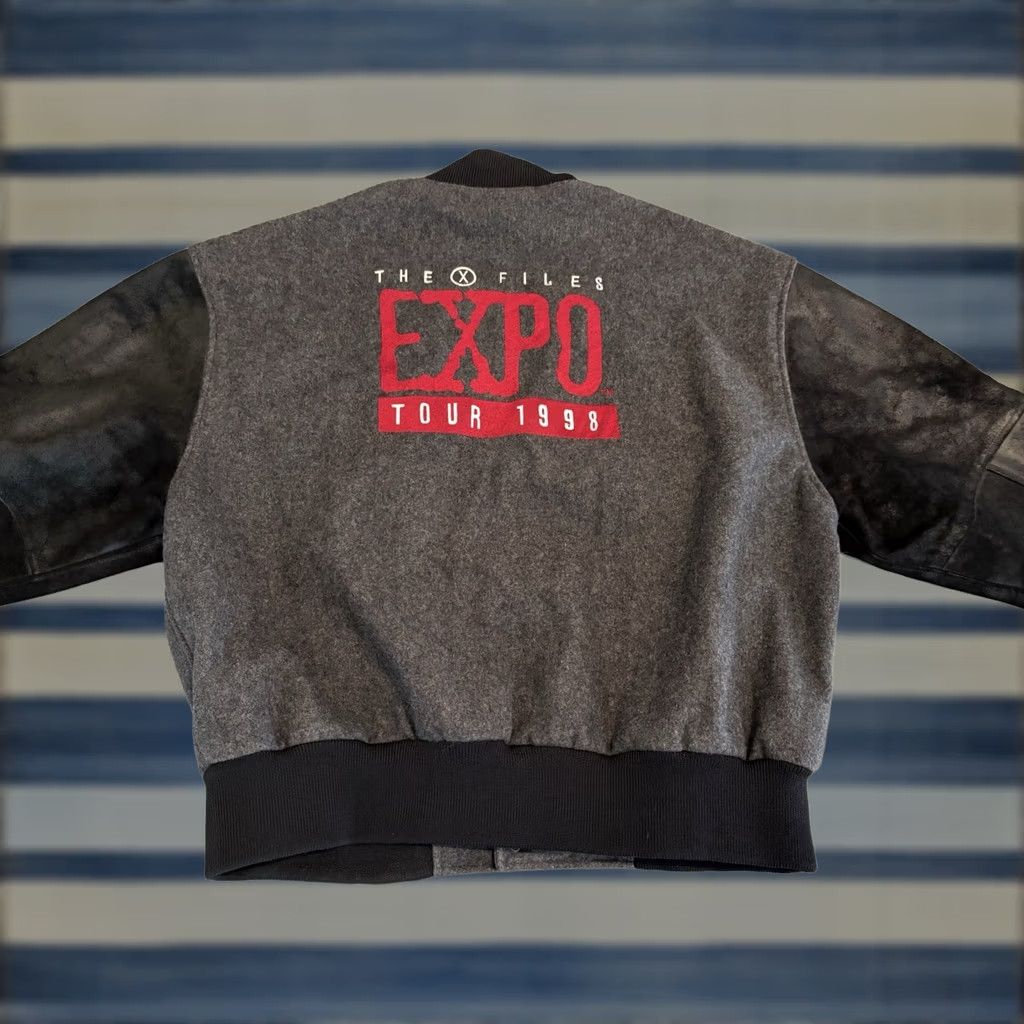 Vfiles VINTAGE The X Files Expo Tour 1998 Gray Black Wool Leather Varsity Jacket XL Men's Bomber Jacket 90s Theme Size US XL / EU 56 / 4 - 1 Thumbnail
