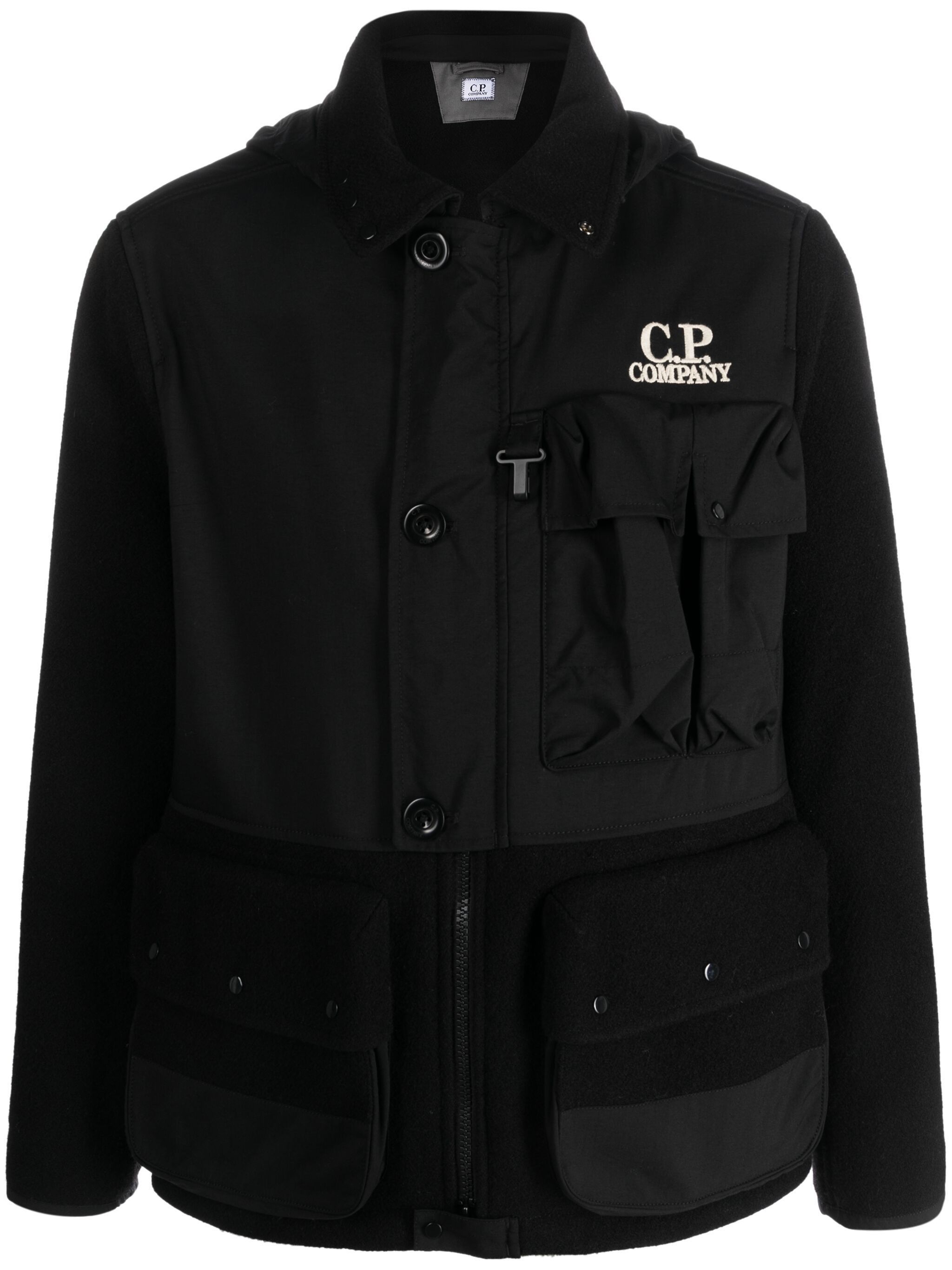 C.P. Company o1y1224 Logo Hooded Jacket in Black Size US M / EU 48-50 / 2 - 1 Thumbnail