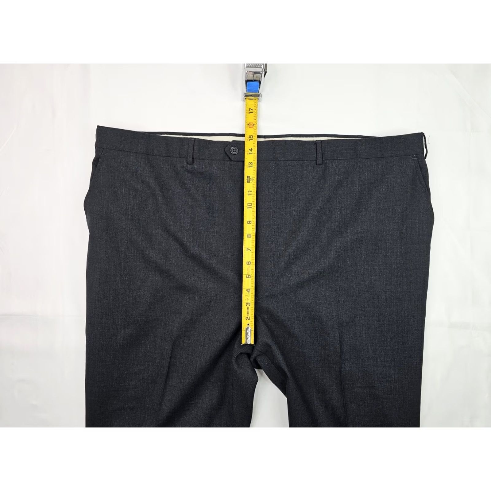 Stafford Stafford Dress Mens 48 Gray Worsted Wool Flat Front Straight Pants Men Fits 48x28 Size US 32 / EU 48 - 4 Thumbnail
