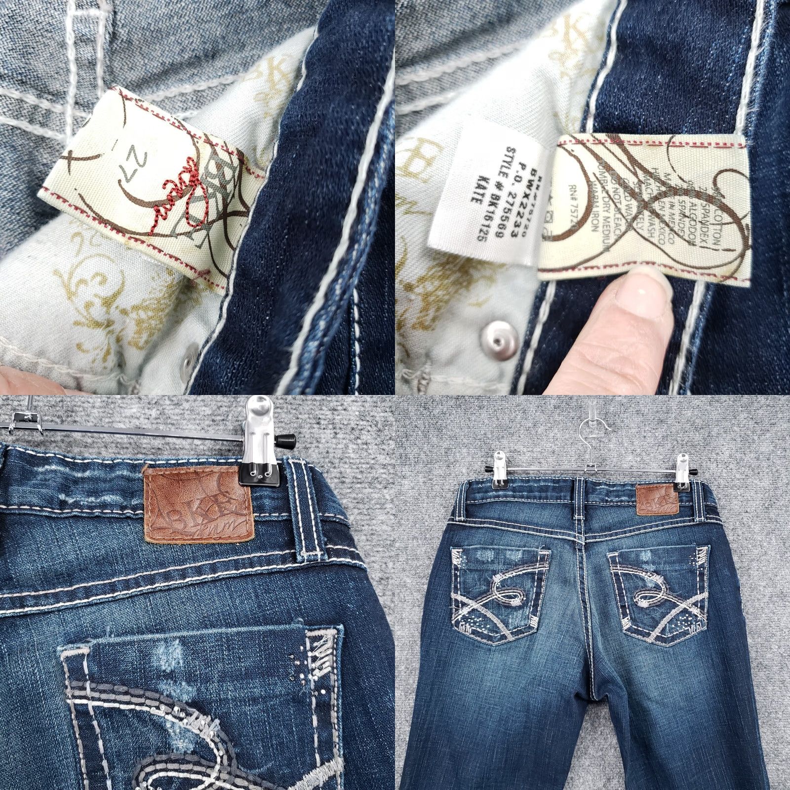 Vintage Buckle BKE Jeans Capri Womens 27 Blue Kate Low Rise Stretch Dark Wash Denim Size 27" / US 4 / IT 40 - 9 Thumbnail