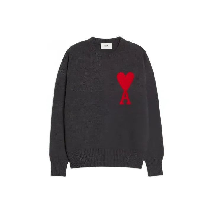 AMIPARIS Wool Round Neck Sweater with Heart Logo -2507