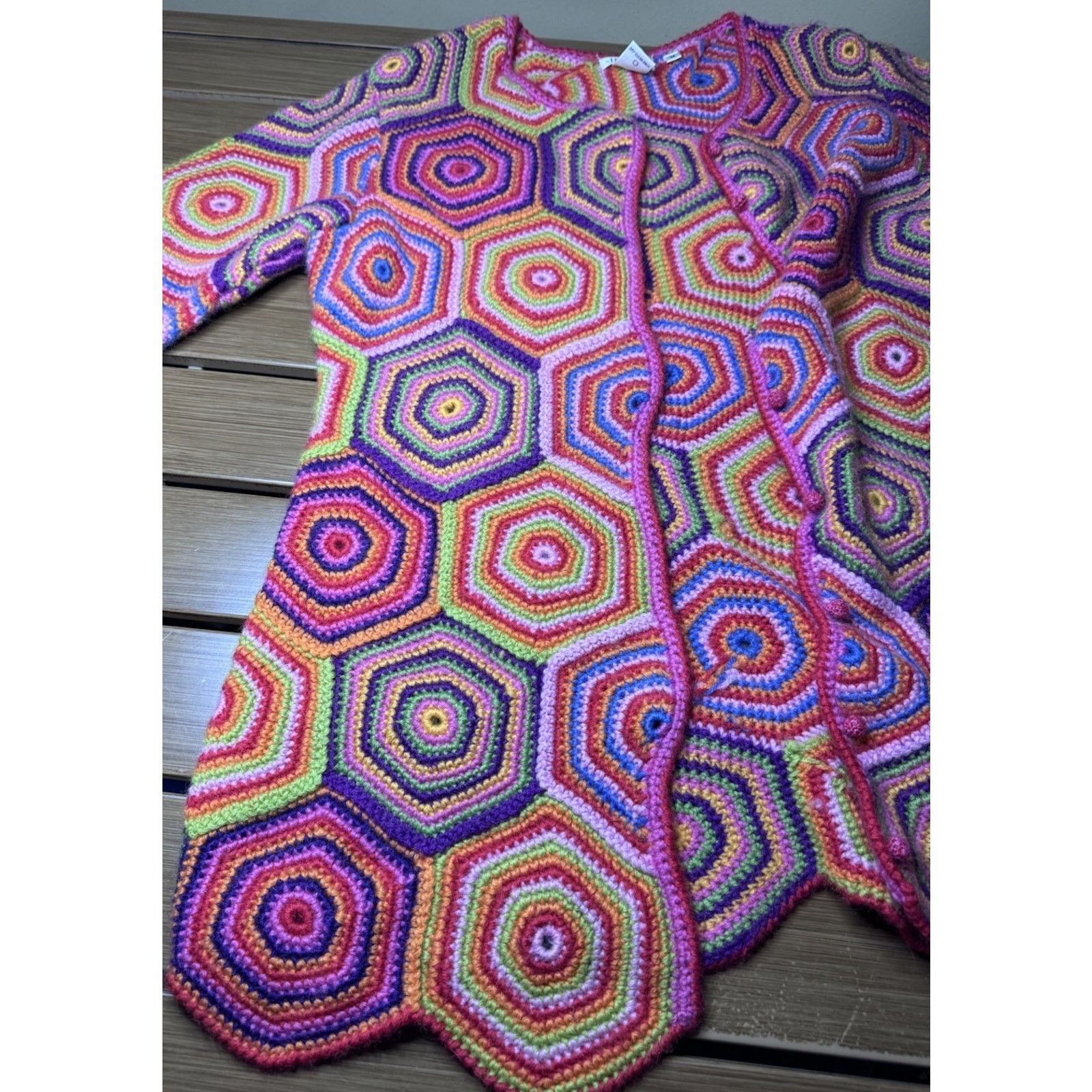 Isaac Mizrahi ISAAC MIZRAHI VINTAGE Crochet Cardigan Medium 100% Wool Size M / US 6-8 / IT 42-44 - 6 Thumbnail