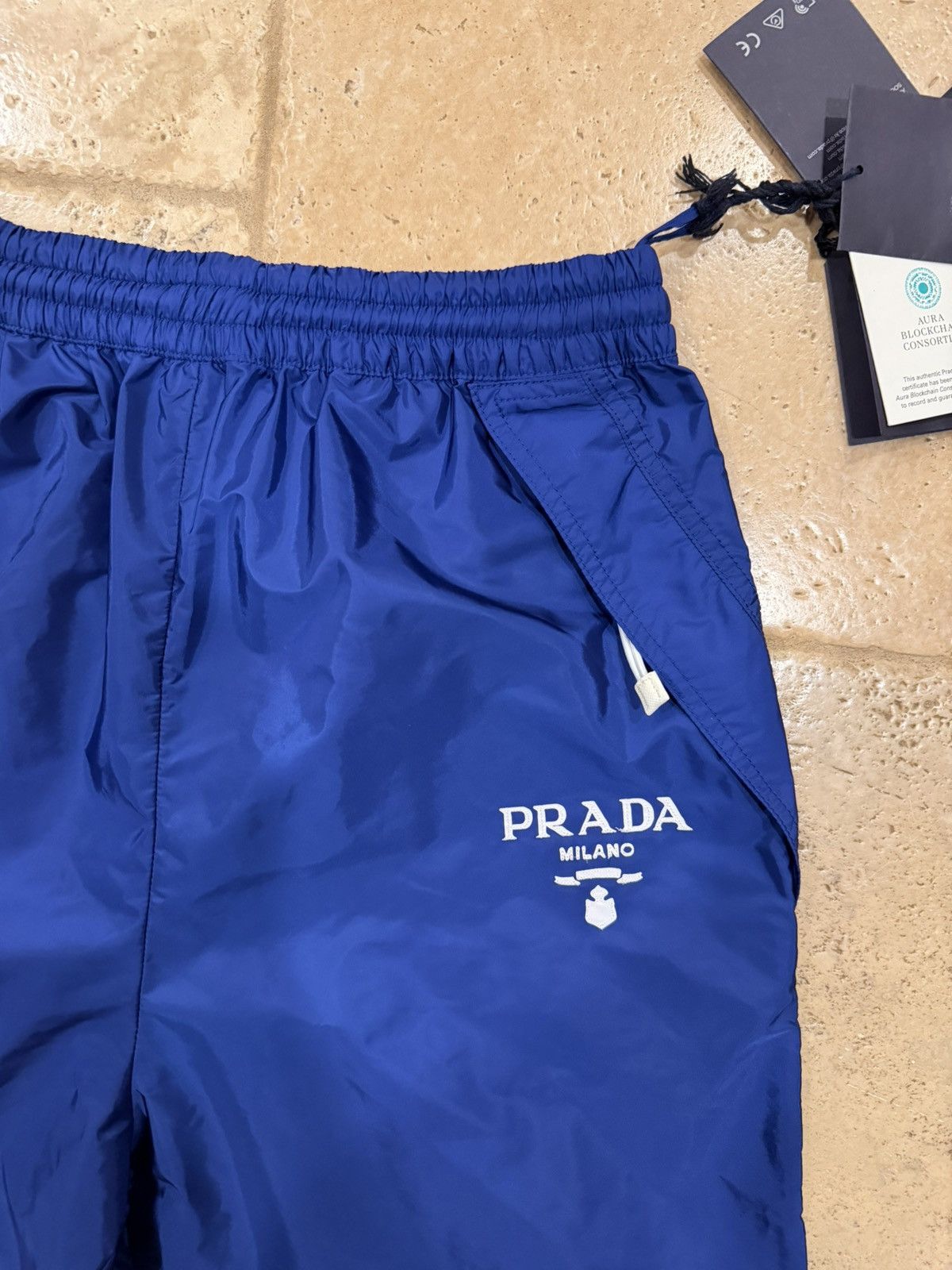 Prada Prada Re-Nylon Logo-Print Blue Snap Bottom Track Pants Size 27" / US 4 / IT 40 - 4 Thumbnail