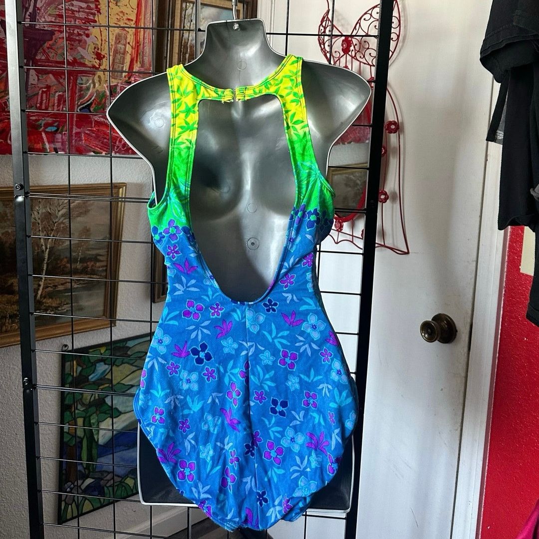 Other kathy ireland green blue neon floral one piece swimsuit Size ONE SIZE - 3 Thumbnail