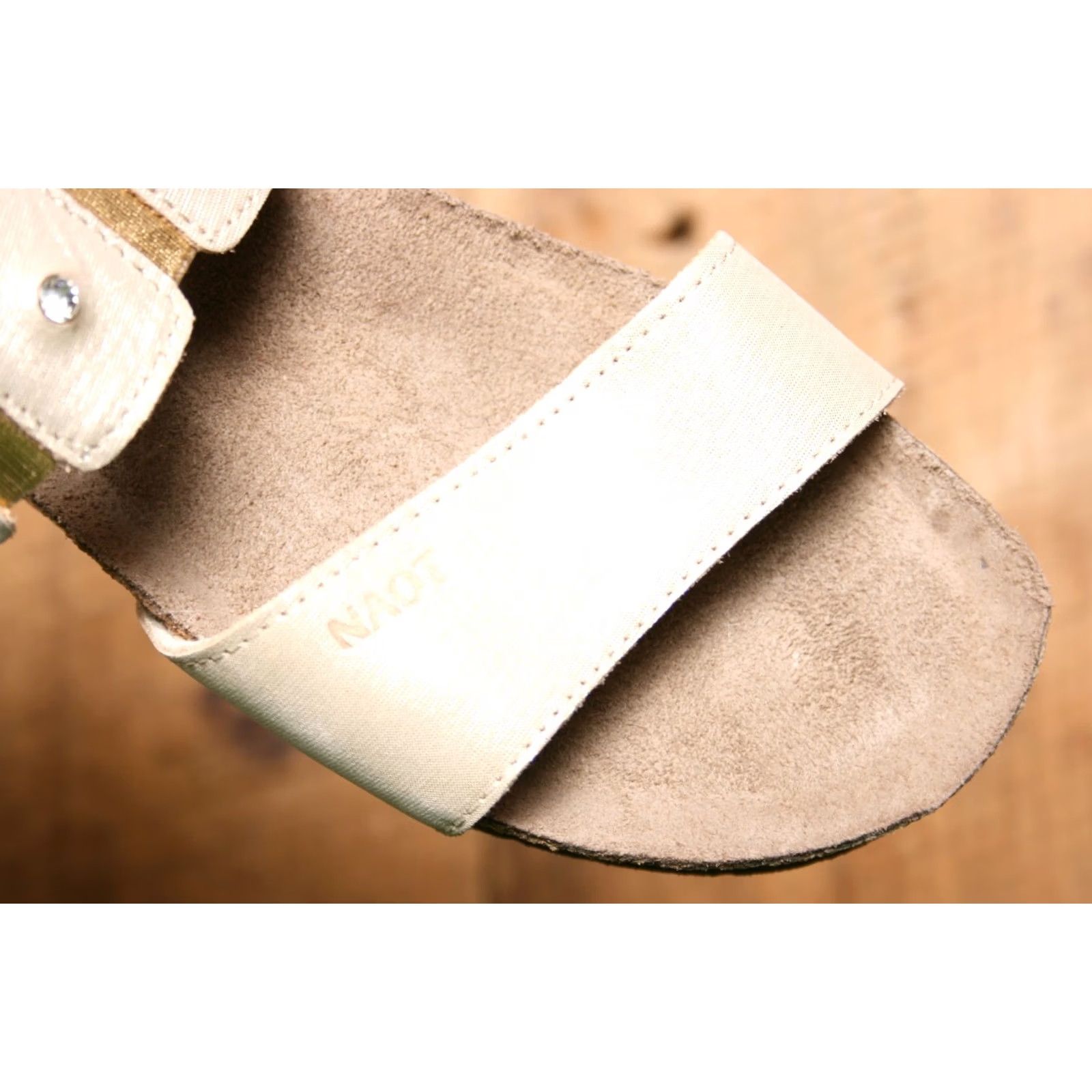 Vintage NAOT Ashley Beige Metallic Rhinestone Studded Slide Sandals US 6 Womens Sandal Size US 6 / IT 36 - 6 Thumbnail