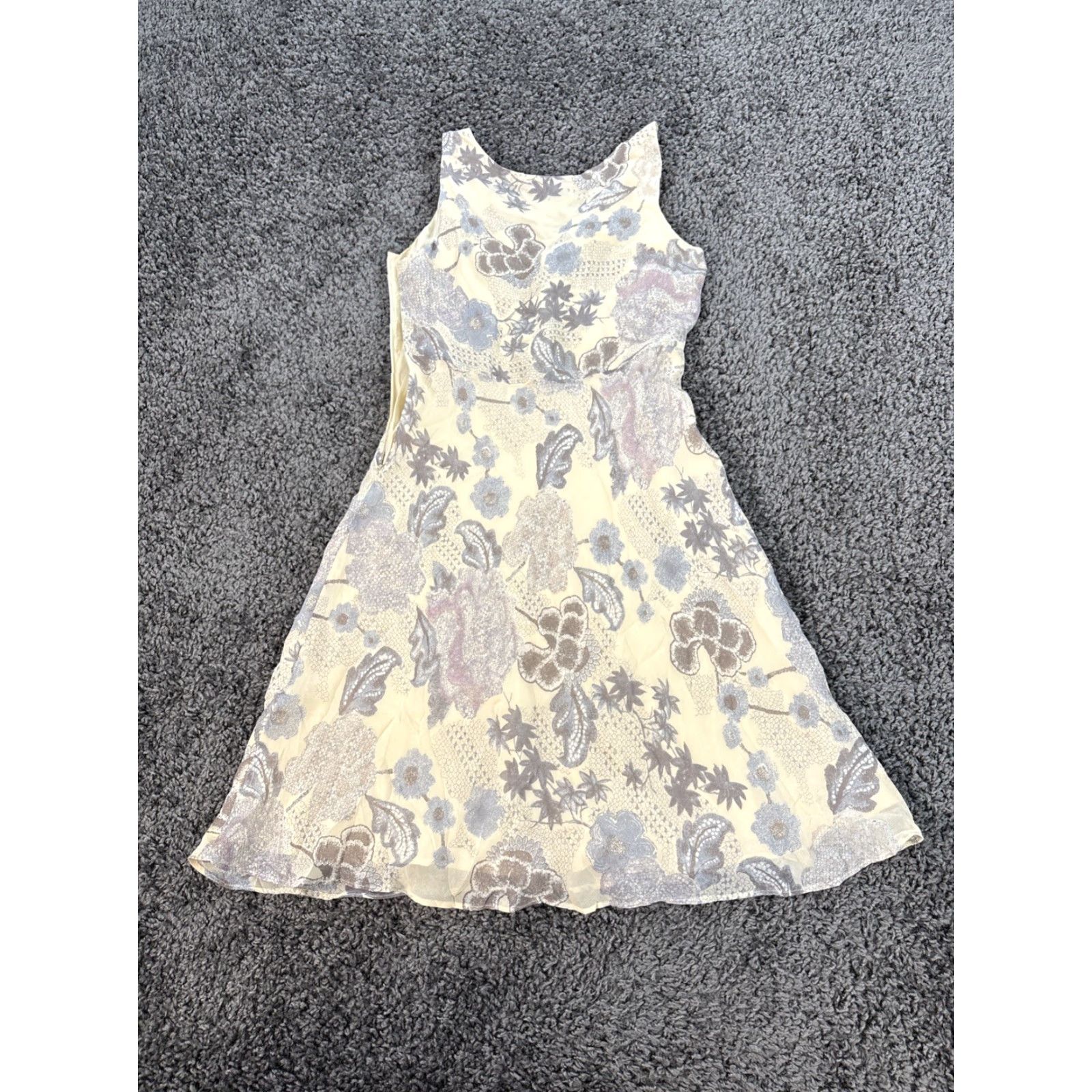 Vintage VINTAGE Gala Dress Womens Small Yellow Silk Floral A-Line Sleeveless 90s Party/Cocktail Women S Long V-Neck Size S / US 4 / IT 40 - 5 Thumbnail