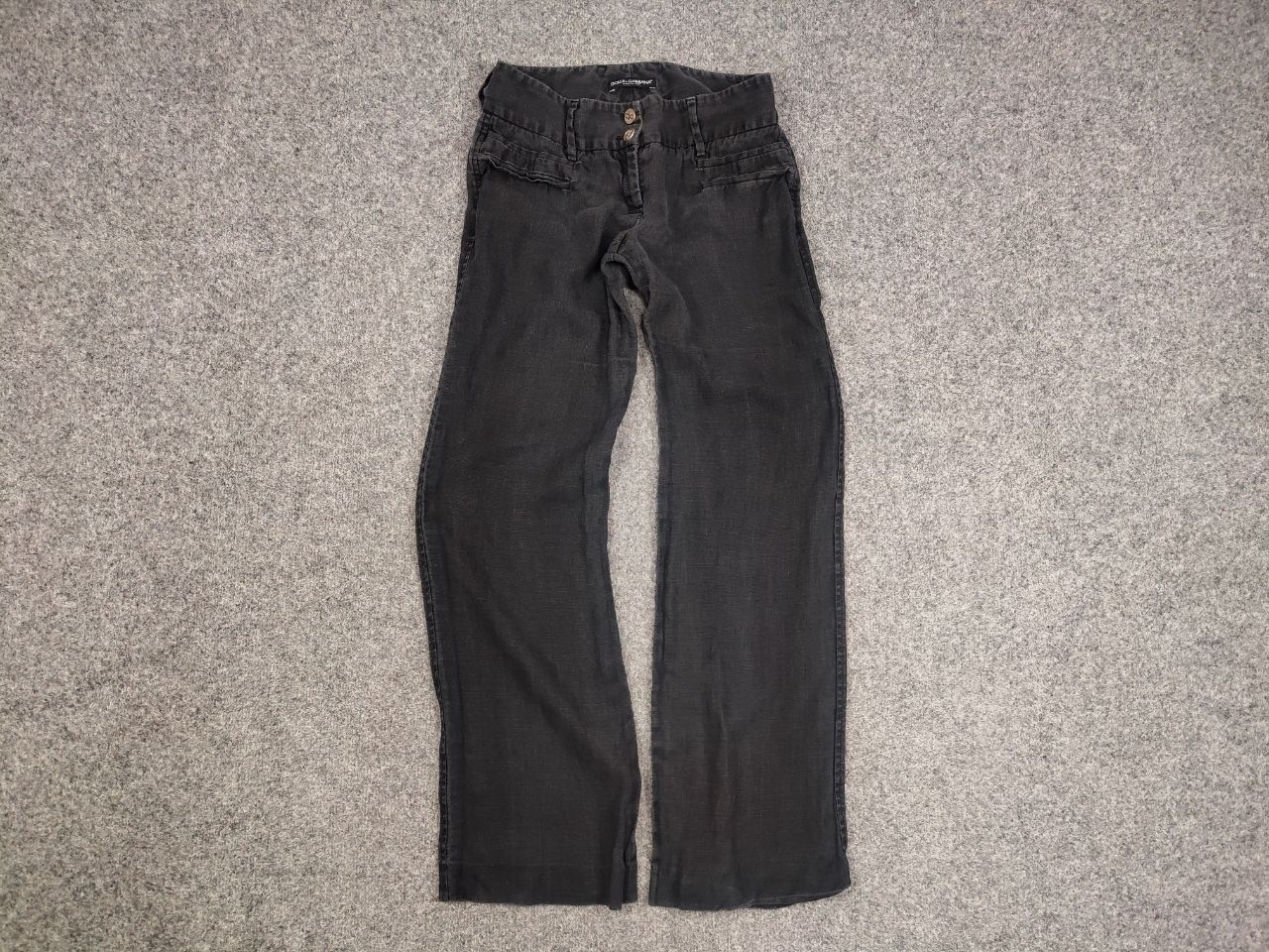Dolce & Gabbana Vintage Dolce & Gabbana Linen Black Faded Trouser Pants Size 29" - 7 Thumbnail