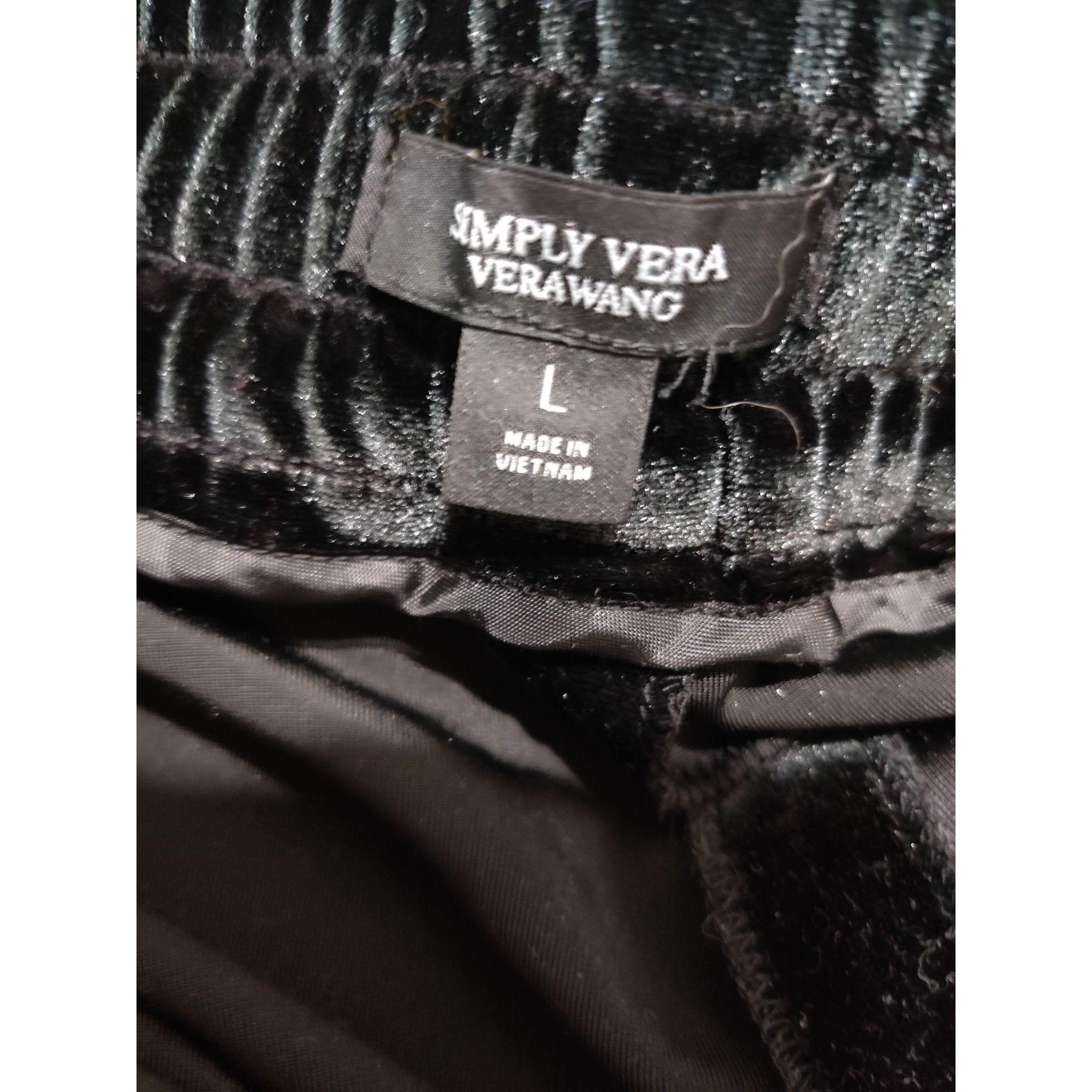 Other Simply Vera Vera Wang L Womens Pants Black Velour Wide Leg C Size 34" / US 12 / IT 48 - 6 Thumbnail