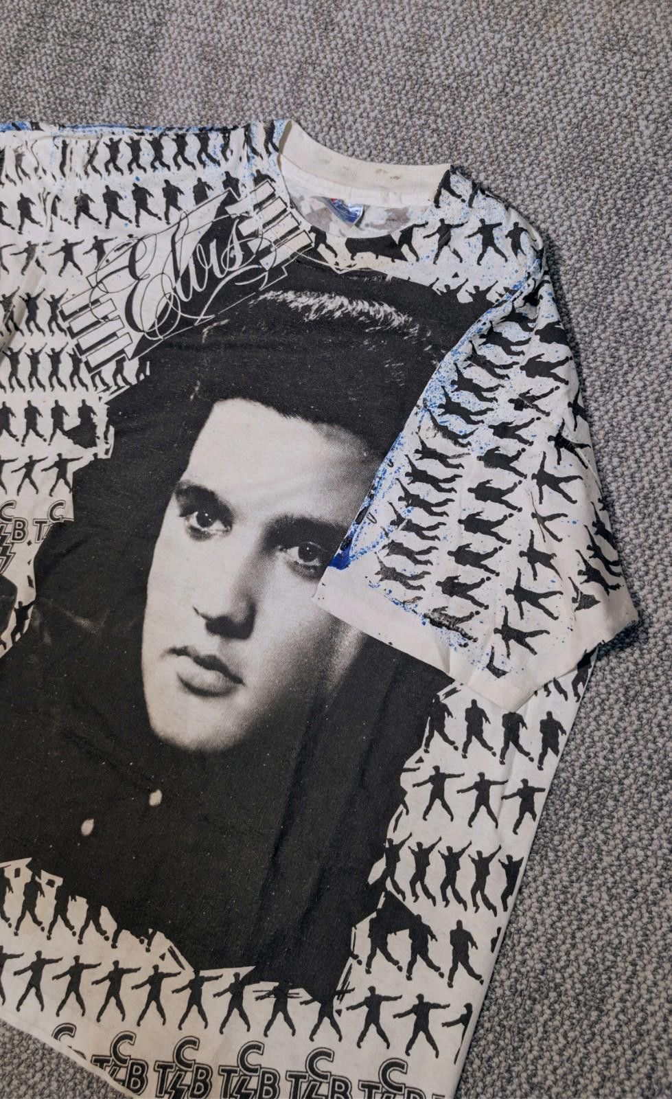Hanes Vintage 90s Elvis Presley Shirt XL Black White TCB AOP Hanes Size US XL / EU 56 / 4 - 4 Thumbnail