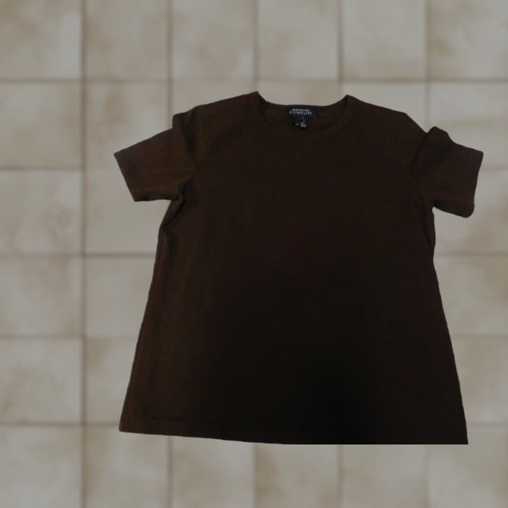 Jones New York Jones New York Top Womens Short Sleeve Shirt S Brown Crew Neck Blouse Signature Classic Casual Basic Shirt Size S / US 4 / IT 40 - 1 Thumbnail