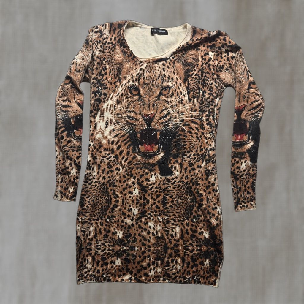 Vintage King Fashion T-Shirt Adult Women's S Small Tunic Cheetah Nightgown tee Size S / US 4 / IT 40 - 1 Thumbnail