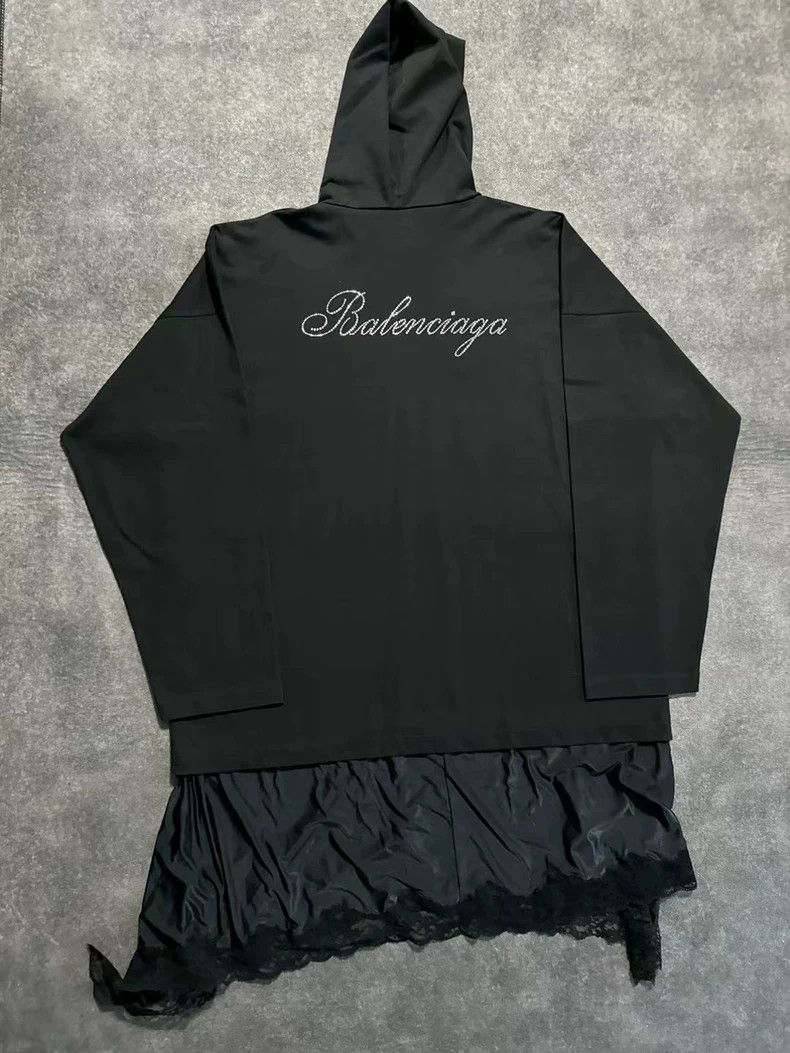 Balenciaga Balenciaga size 3 Rhinestone lace letter printed hooded pu Size L / US 10 / IT 46 - 2 Thumbnail