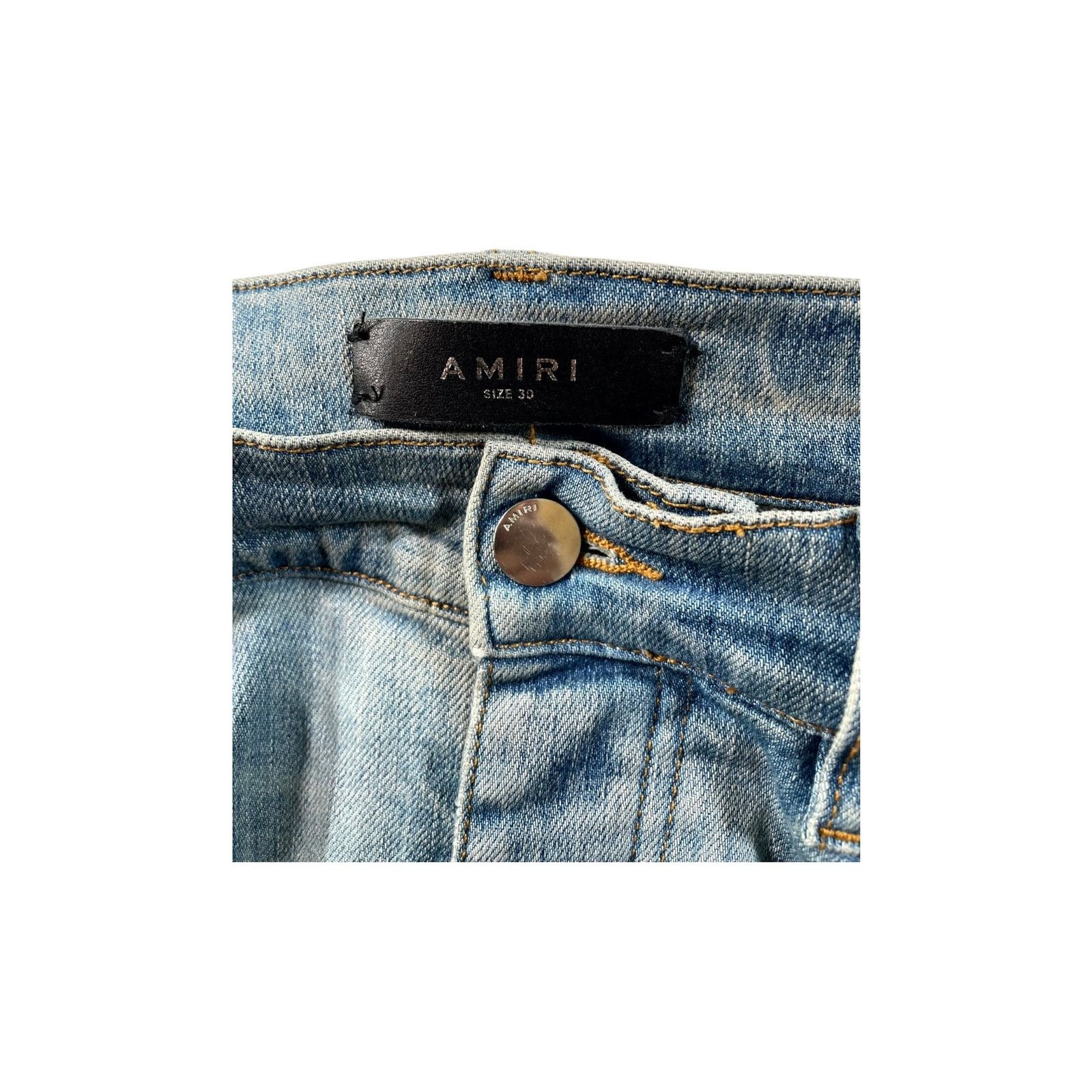 Amiri Amiri "MX1" Patch Light Wash, Baby Blue & Red Jeans Size US 30 / EU 46 - 5 Thumbnail