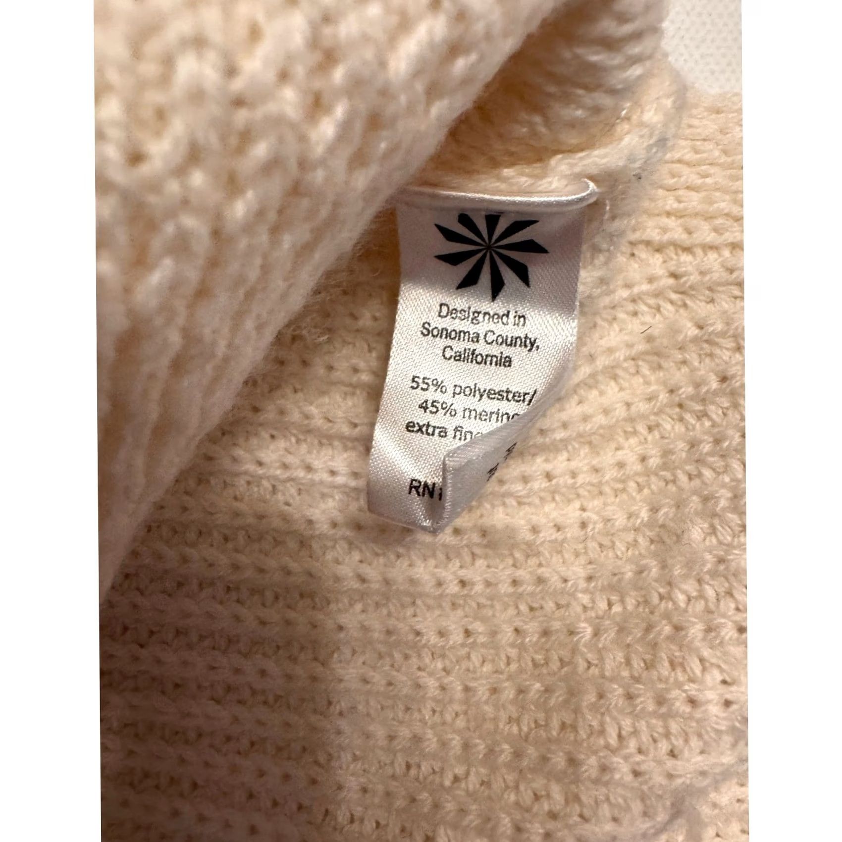 Athleta Athleta Women's L Cream Merino Wool Blend Tunic Sweater Size L / US 10 / IT 46 - 4 Thumbnail