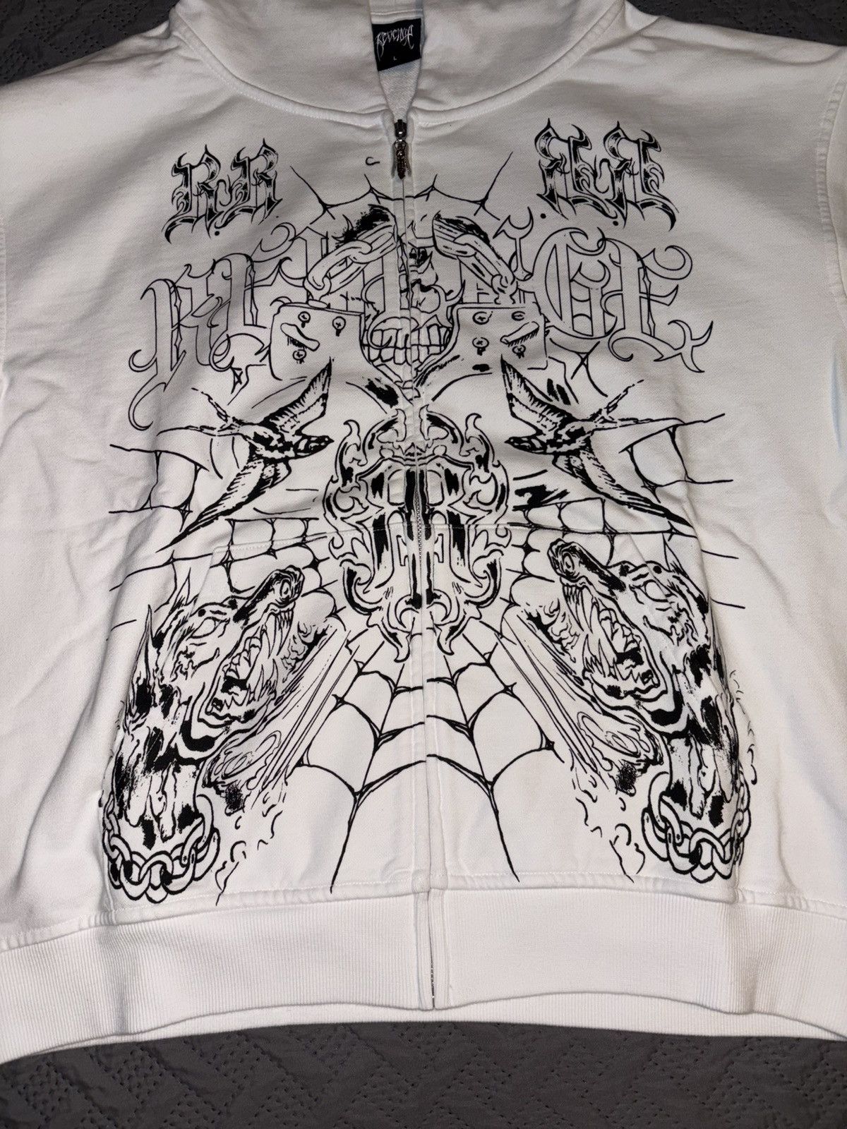 Revenge Revenge white prison tattoo zip hoodie Size US L / EU 52-54 / 3 - 11 Thumbnail