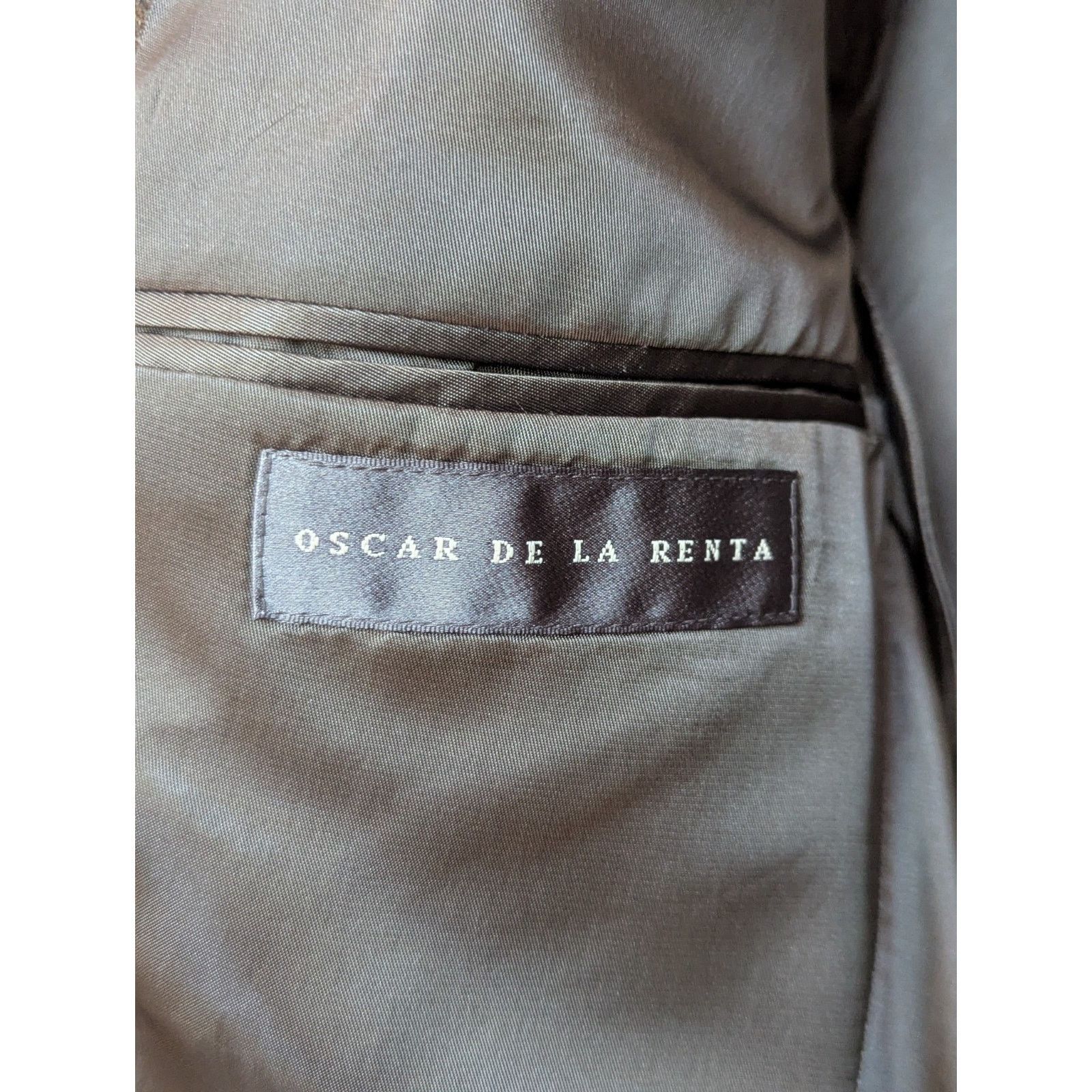 Oscar De La Renta 40R Brown 100% Wool Light Plaid 2 Button Notch Lapel Blazer Size 40R - 5 Thumbnail