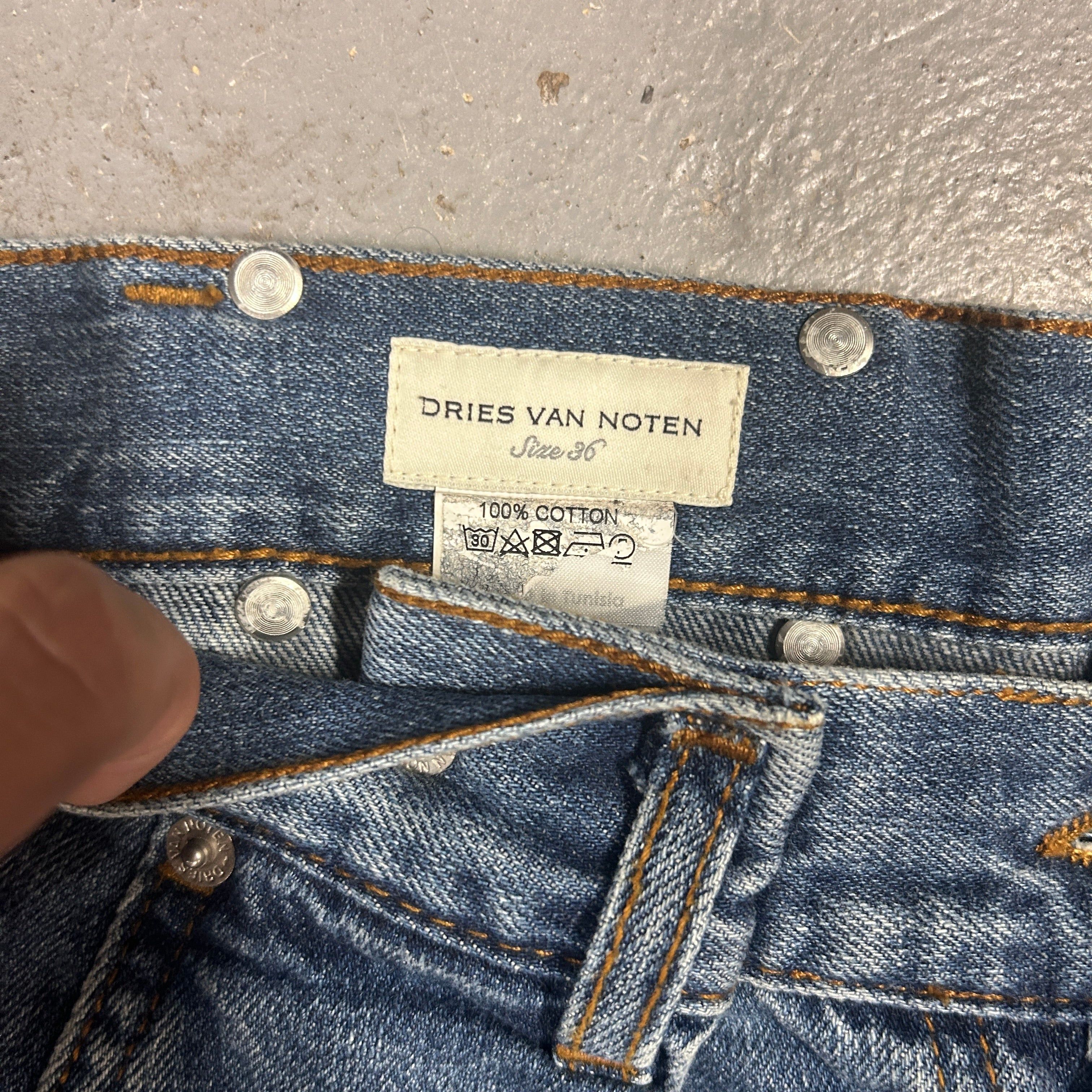 Other Vintage 90s Dries Van Noten Pleated Front Wide Leg Designer Jeans Size 29" - 3 Thumbnail