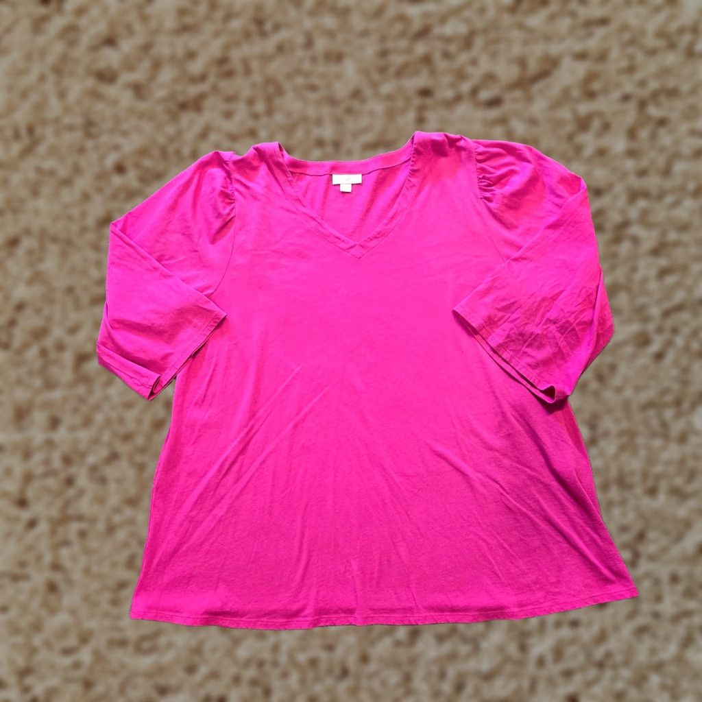J. Jill J Jill Top Womens L Tall Pink Cotton 3/4 Sleeve Stretch Casual Capsule Shirt Blouse Womens (Adult) Womens Ladies Size L / US 10 / IT 46 - 1 Thumbnail