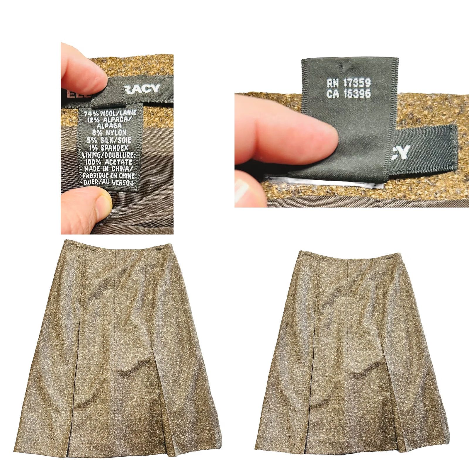 Ellen Tracy VINTAGE Ellen Tracy Skirt Knee Length Brown Wool Blend Pleated Sz 0 Women’s Spring/Winter/Fall All Seasons Lined Zipper Slit-Preppy City 90s Womens Size 25" / US 0 / IT 36 - 8 Thumbnail