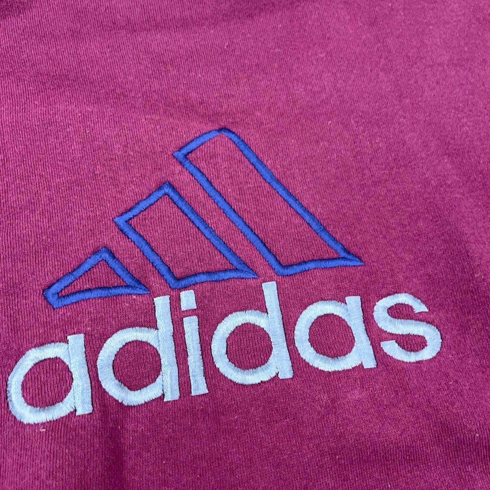 Adidas VINTAGE adidas Sweatshirt Men Large Maroon Crew Neck Sweater USA 90s Y2K Sewn * Size US L / EU 52-54 / 3 - 4 Thumbnail