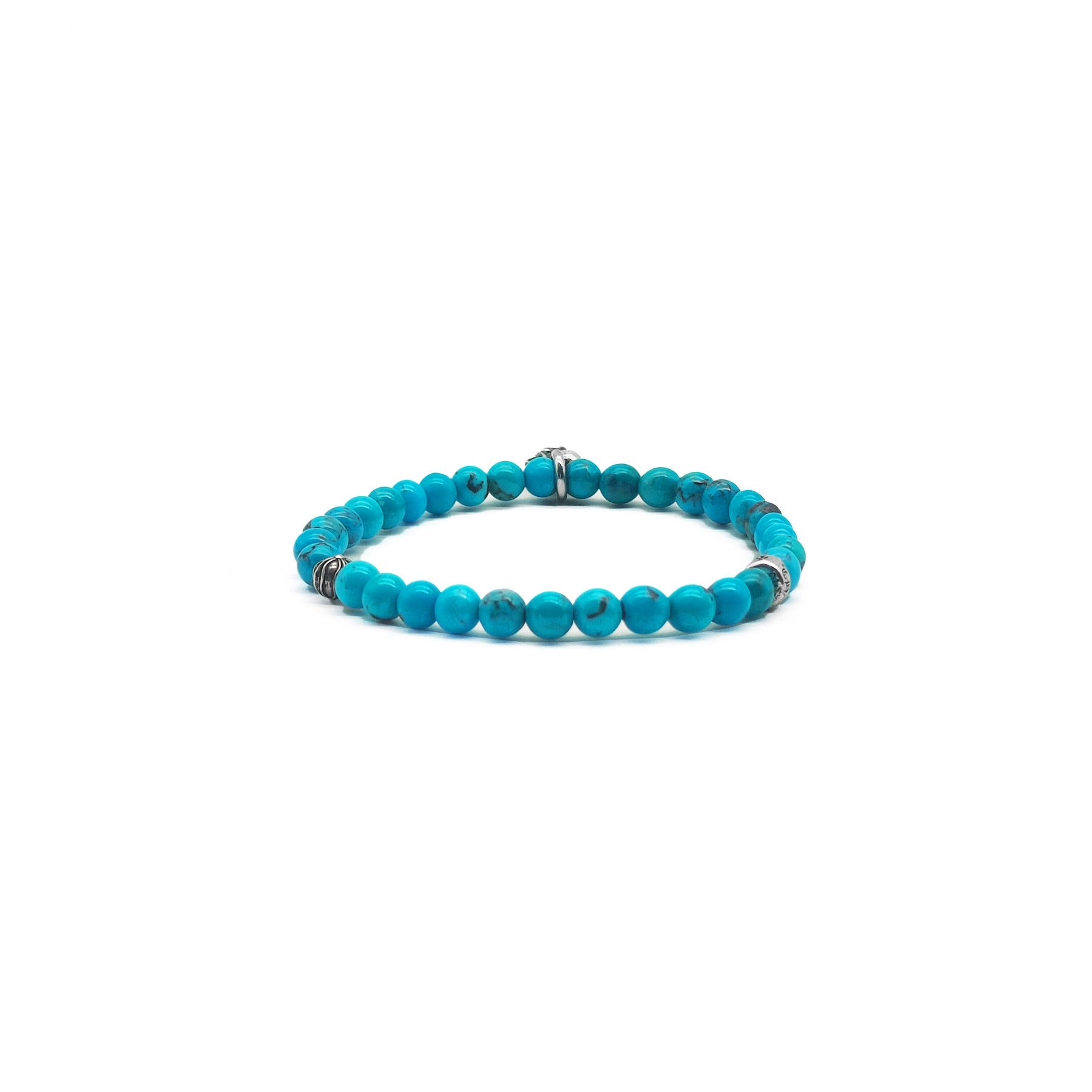Chrome Hearts Chrome Hearts 6mm Turquoise 3 Silver Beaded Bracelet Size ONE SIZE - 3 Thumbnail