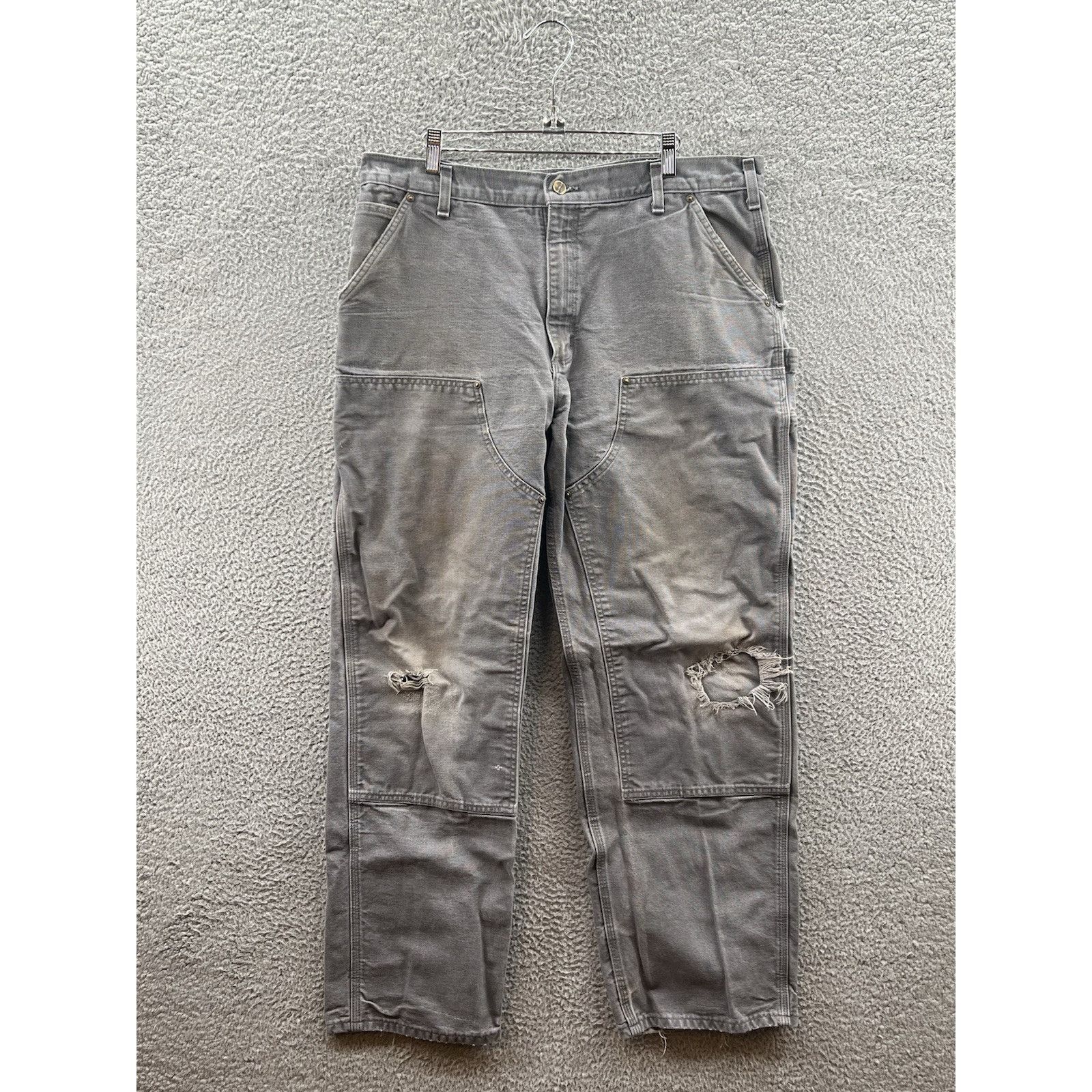 Carhartt Carhartt B136 GVL Double Knee Duck Canvas Pants Grey 38x32 Size US 38 / EU 54 - 1 Thumbnail