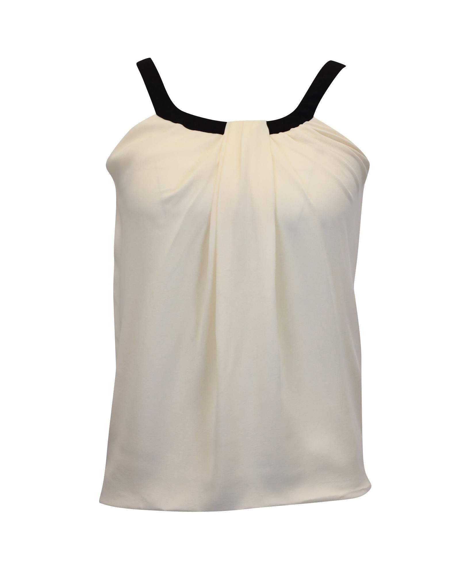 image of Ivory Silk Blouse With Black Halter Neckline By Gucci in White/Ivory, Women's (Size XS)