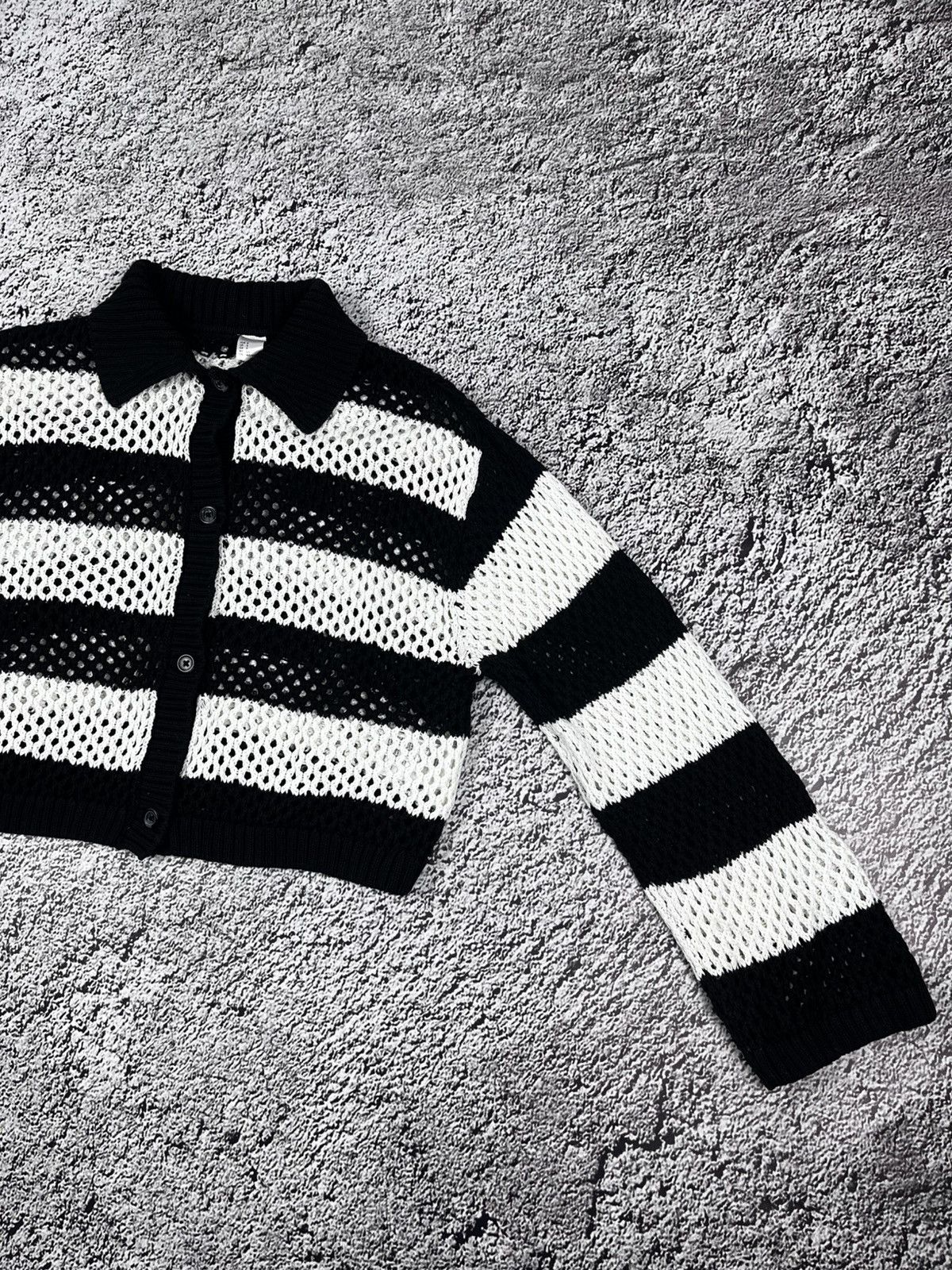 Vintage Vintage Y2K striped mesh cardigan rock japanese size s Size S / US 4 / IT 40 - 5 Thumbnail