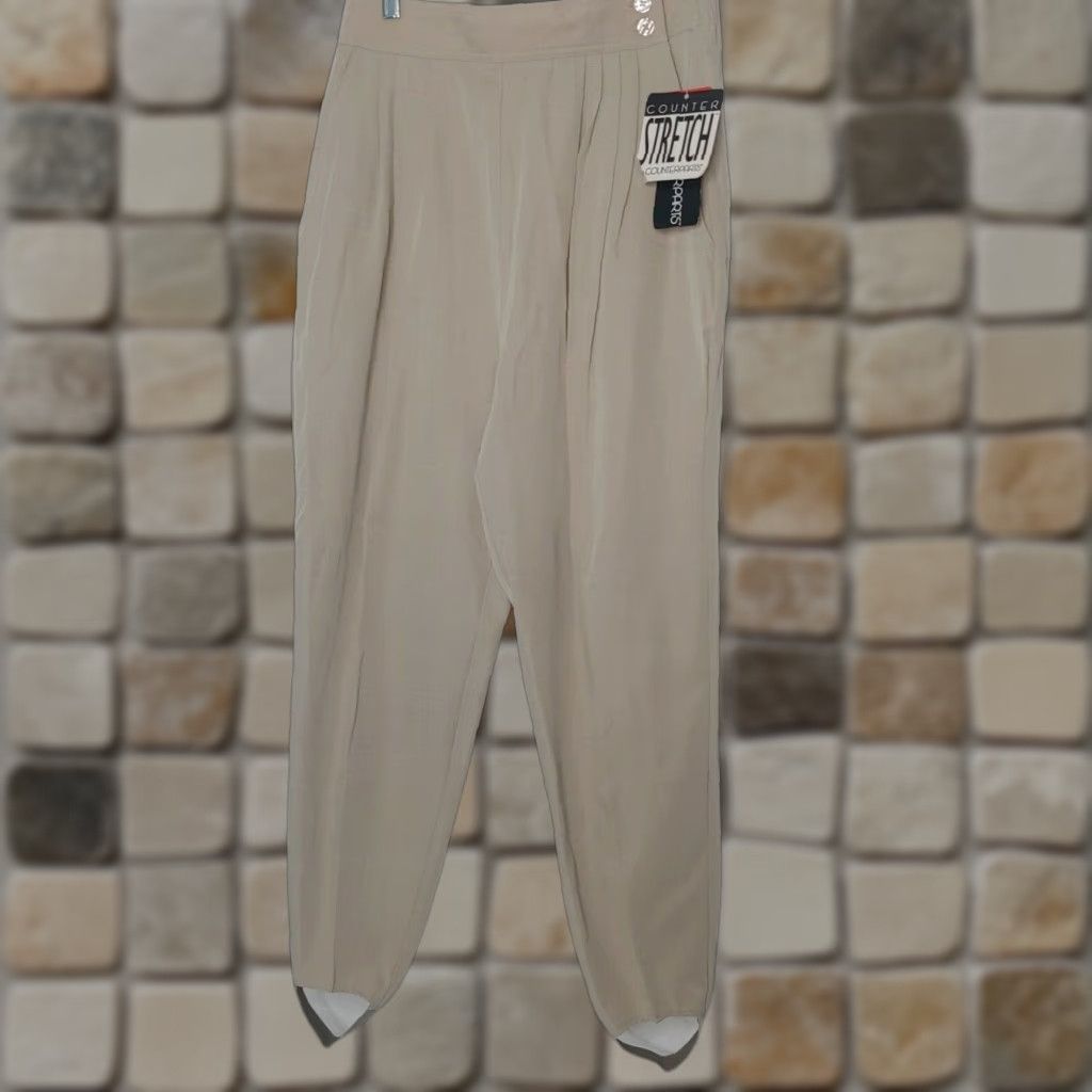 Vintage VINTAGE Counterparts Stirrup Pants PANT Regular 14 SHORT Beige Stirrup 80s Retro NOSTock Size 36" / US 14 / IT 50 - 1 Thumbnail