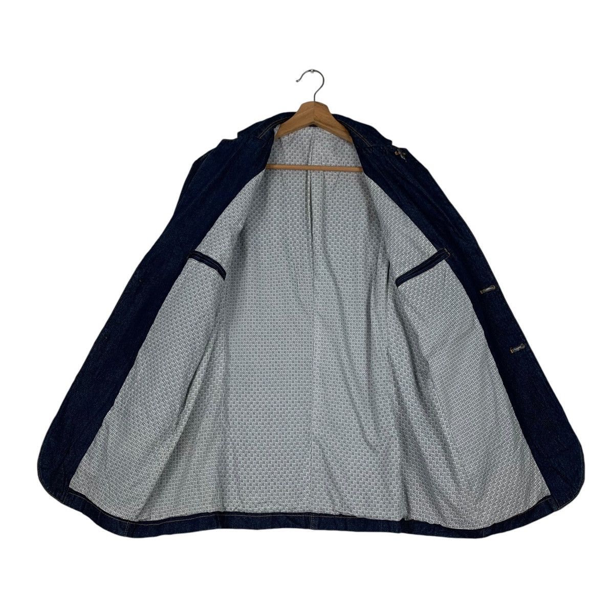 Japanese Brand OUT DOOR Work Casual Blue Denim Jacket #1297-C58 Size US XXL / EU 58 / 5 - 11 Thumbnail