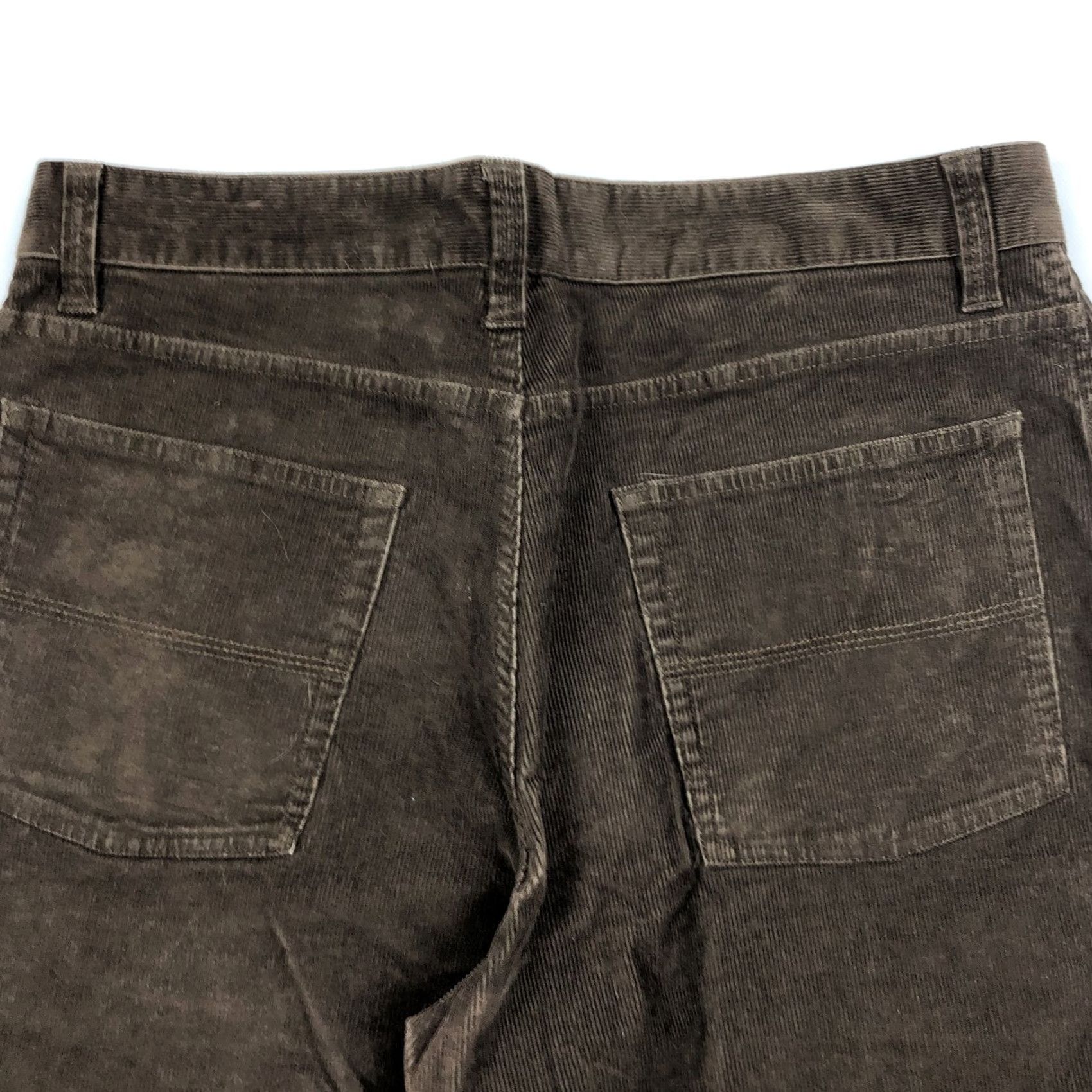 Vintage L.L.Bean Men's Corduroy Pants Flat Front Brown 33x32 Natural Fit Cotton Spandex Size US 33 - 3 Thumbnail