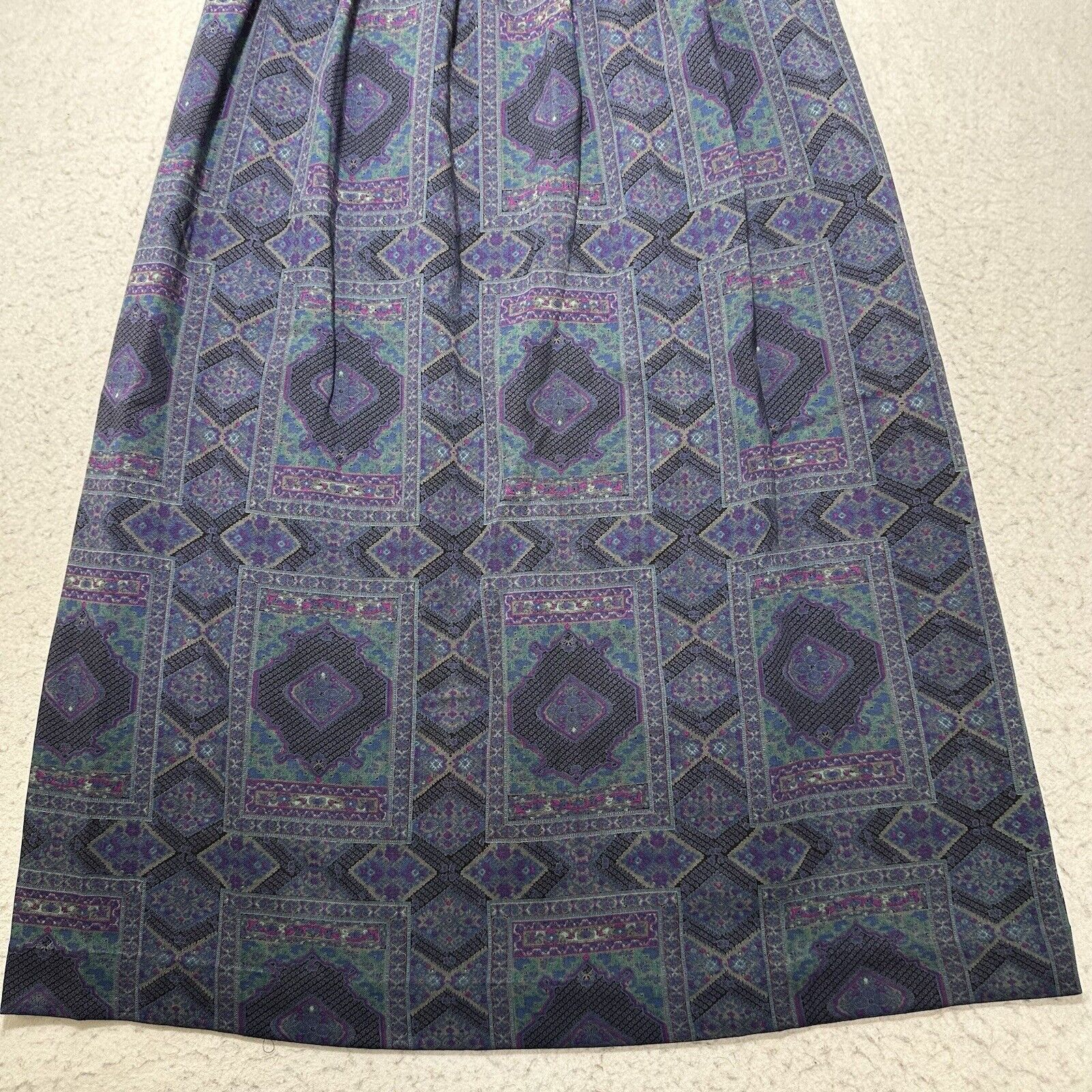 Other Vintage Herman Geist 10 A-Line Maxi Skirt Navy Ornate USA Size 32" / US 10 / IT 46 - 3 Thumbnail