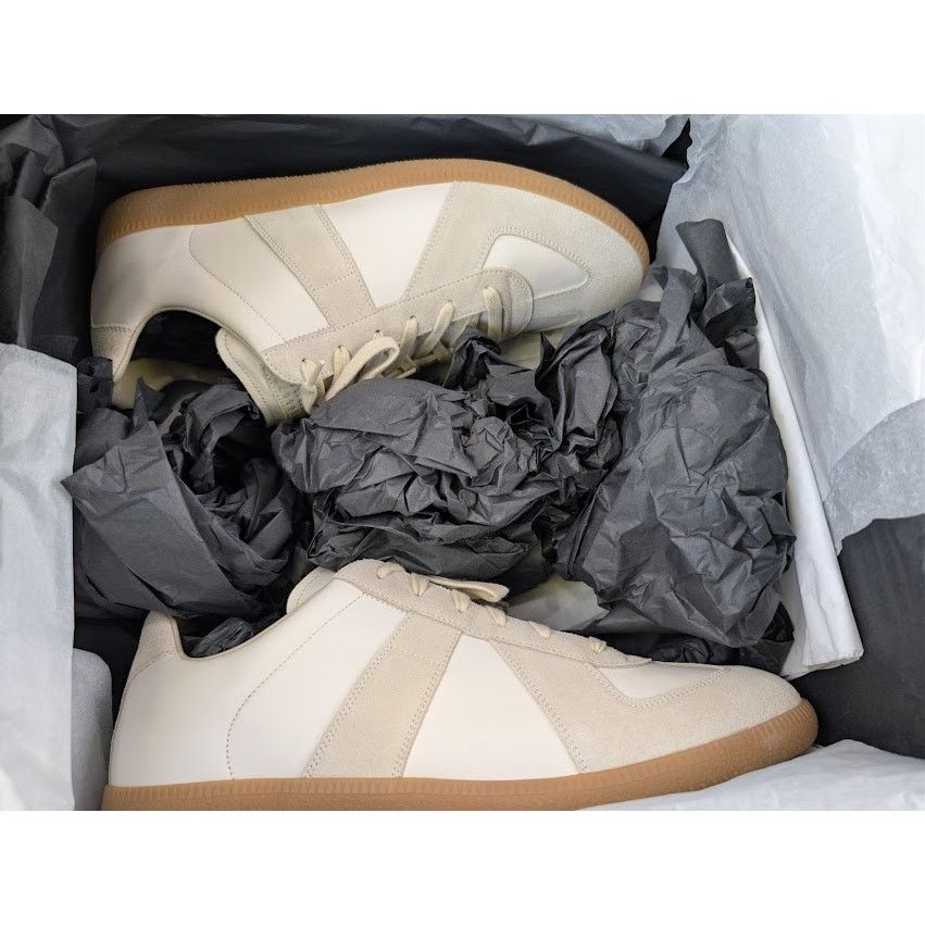 Maison Margiela o1rshd1 Leather Replica Sneaker in White / Grey Size US 12 / EU 45 - 22 Thumbnail
