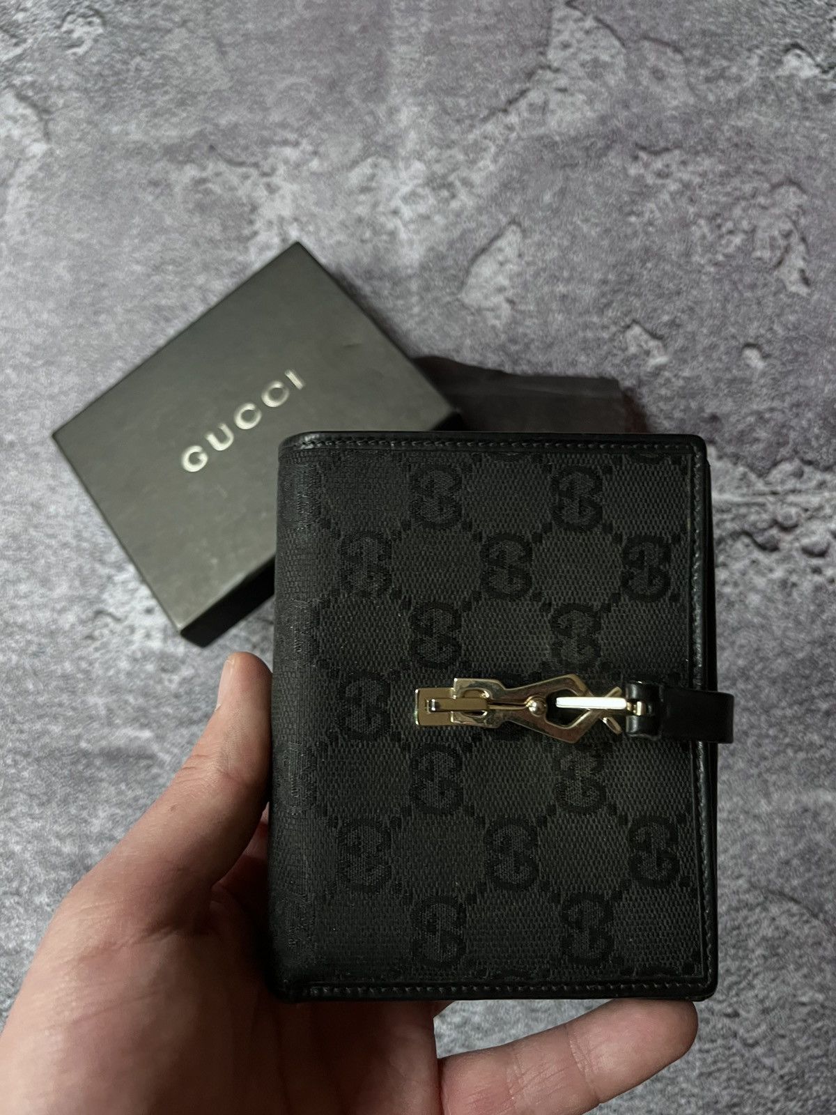 Gucci Vintage Jackie Piston Wallet - Tom Ford Era - Black GG