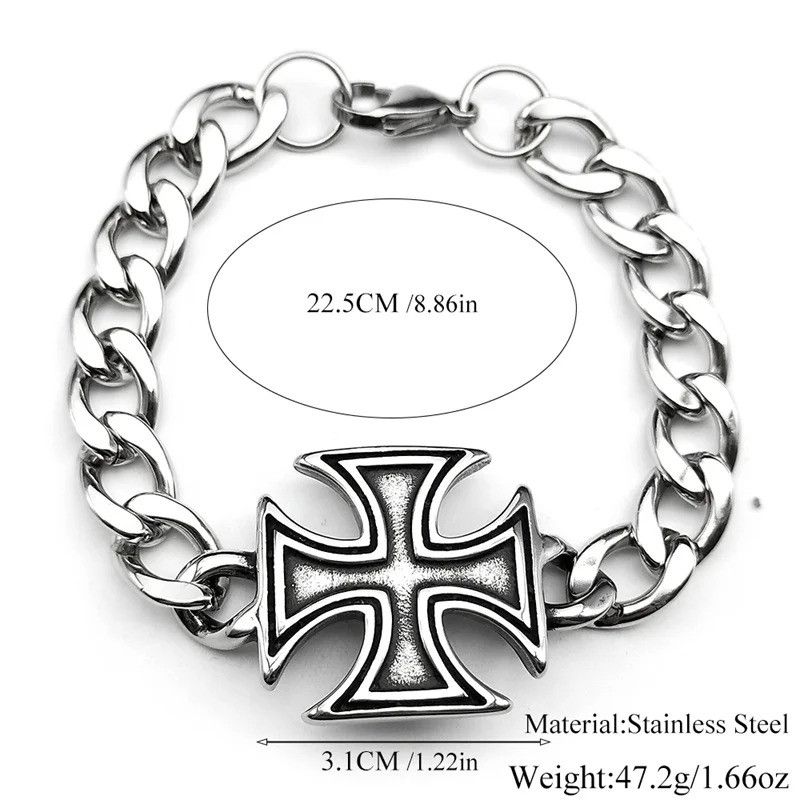 Jewelry Iron Cross Medal Bracelet Size ONE SIZE - 5 Thumbnail
