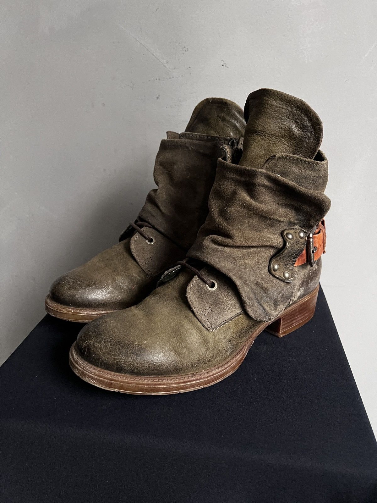 A.S.98 A.S. 98 Emerson Engineer - Green ankle vintage boots Size US 8 / IT 38 - 1 Thumbnail
