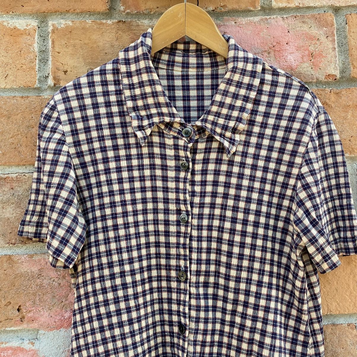 Tsumori Chisato Tsumori Chisato Vintage Plaid Button-Up Pleated Shirt Size M / US 6-8 / IT 42-44 - 3 Thumbnail