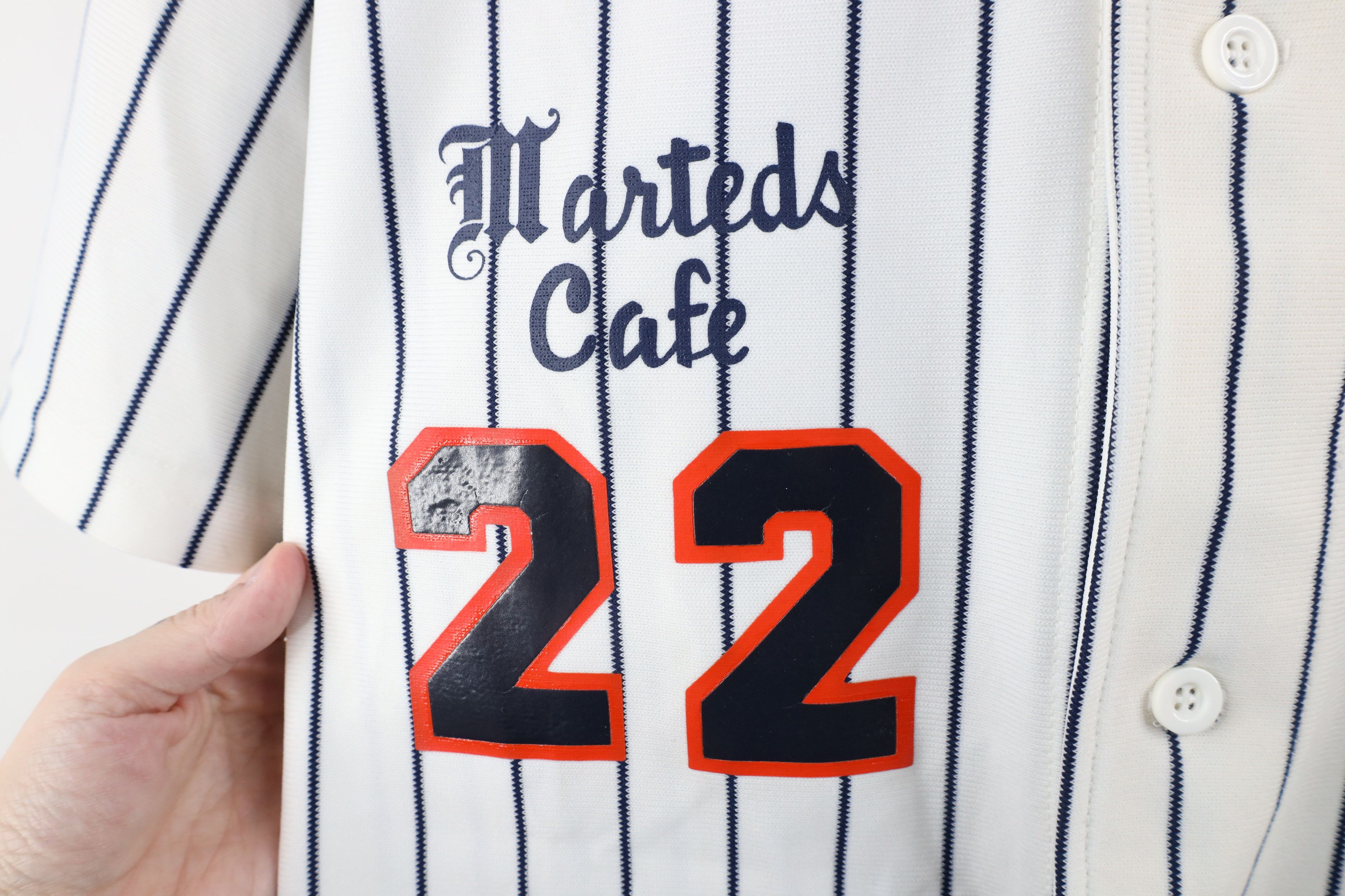 Vintage Vintage 90s Pinstriped Old English M Baseball Jersey USA Size US XL / EU 56 / 4 - 6 Thumbnail