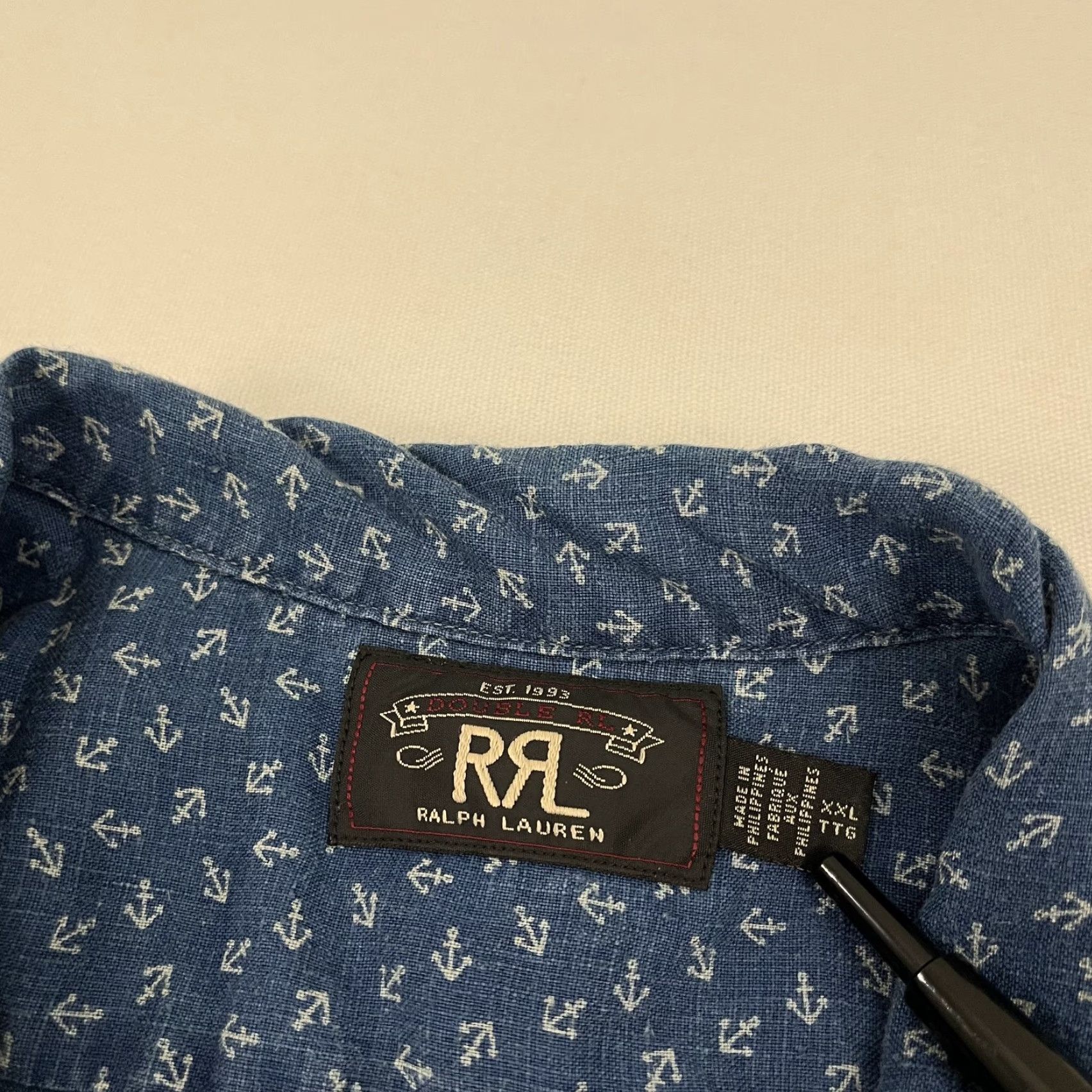 Nautica RRL Double RL Ralph Lauren Shirt Mens 2XL Blue Anchor Nautical Boat Linen Preppy Size US XXL / EU 58 / 5 - 2 Thumbnail