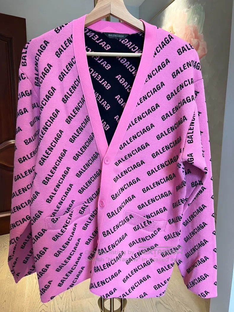 Balenciaga Balenciaga Printed Letter V-Neck Cardigan Size US M / EU 48-50 / 2 - 2 Thumbnail